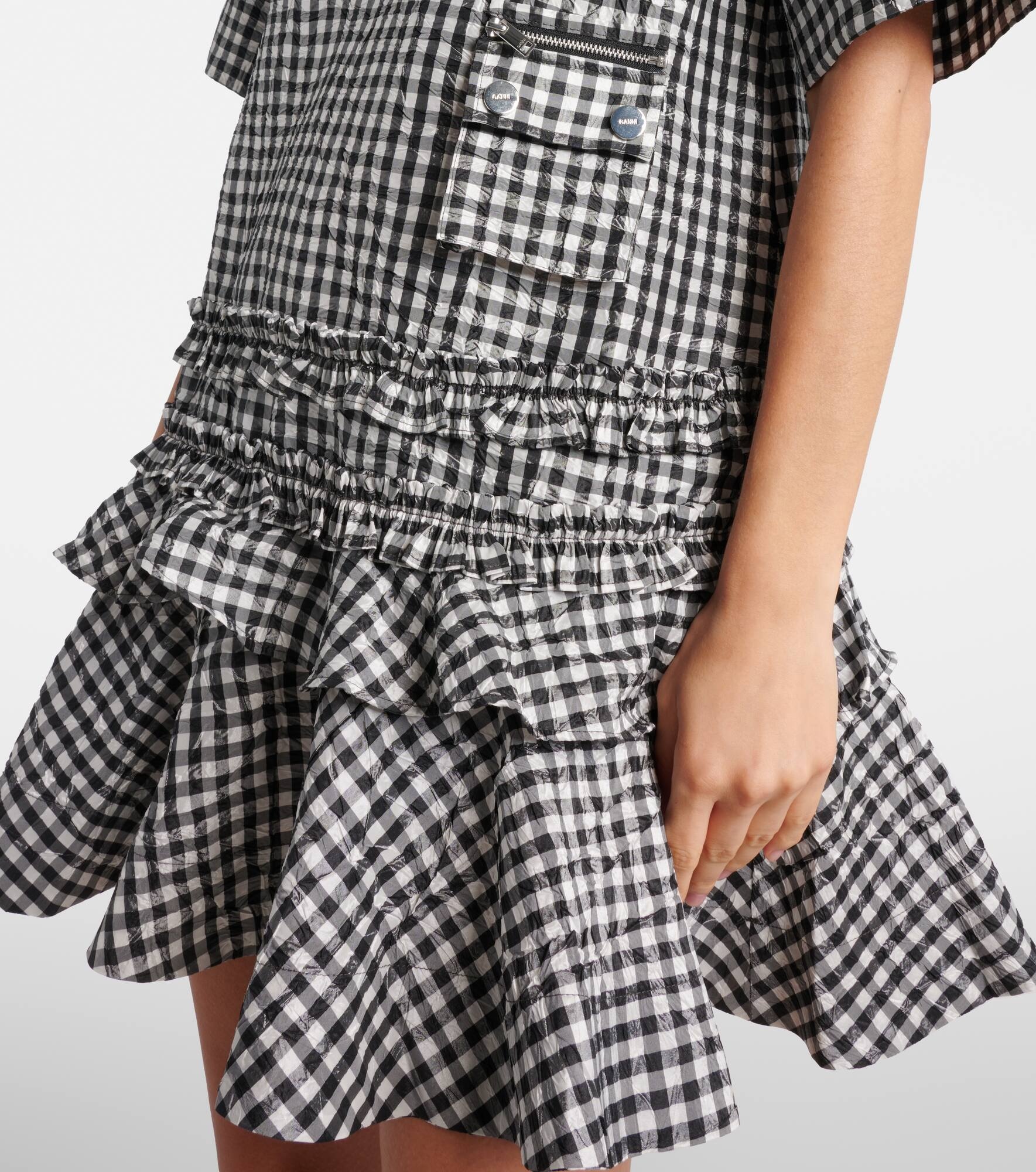 Gingham ruffled minidress - 5