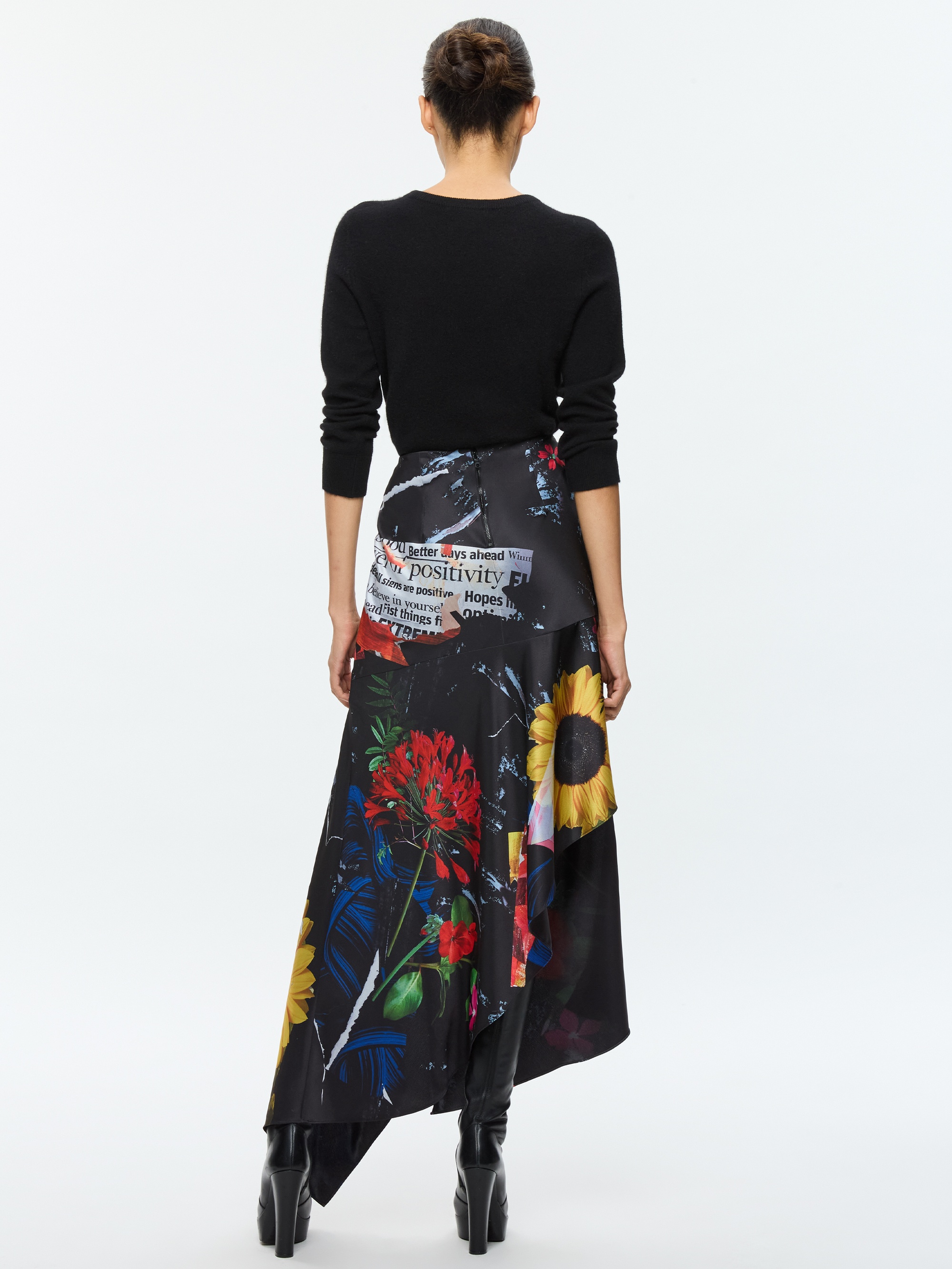 AYLA ASYMMETRIC HIGH SLIT MIDI SKIRT - 4