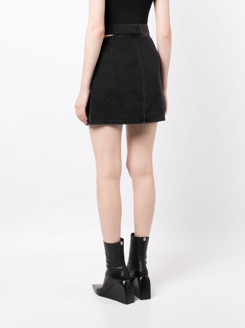 cut-out denim mini skirt - 4