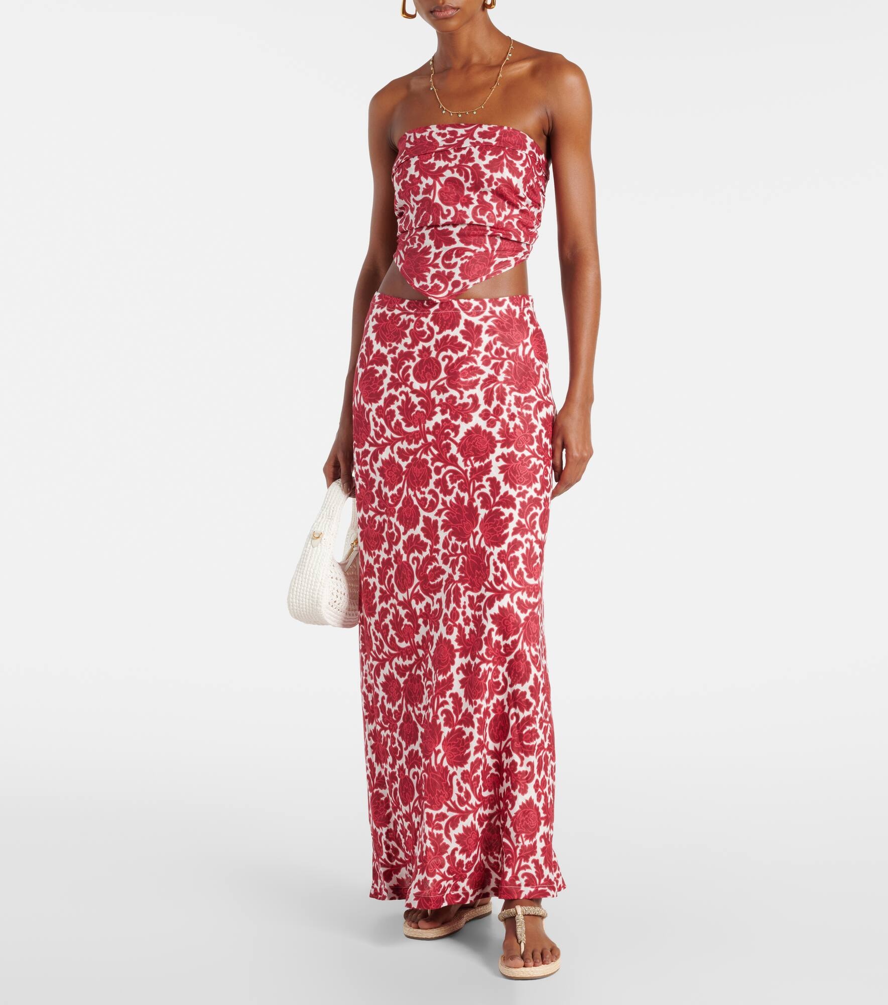 Antibes floral linen bandeau top - 2