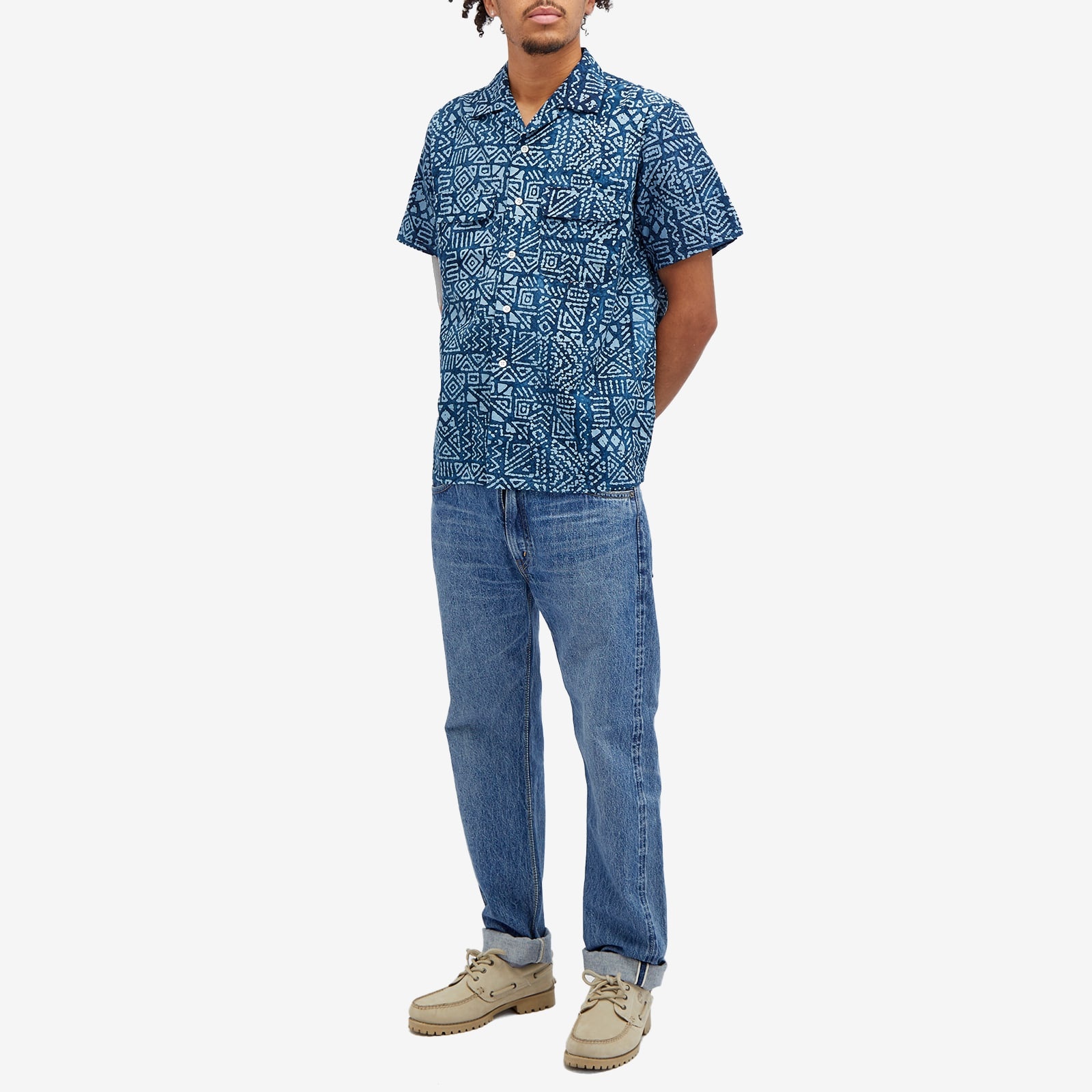 Beams Plus Open Collar Batik Print Shirt - 4