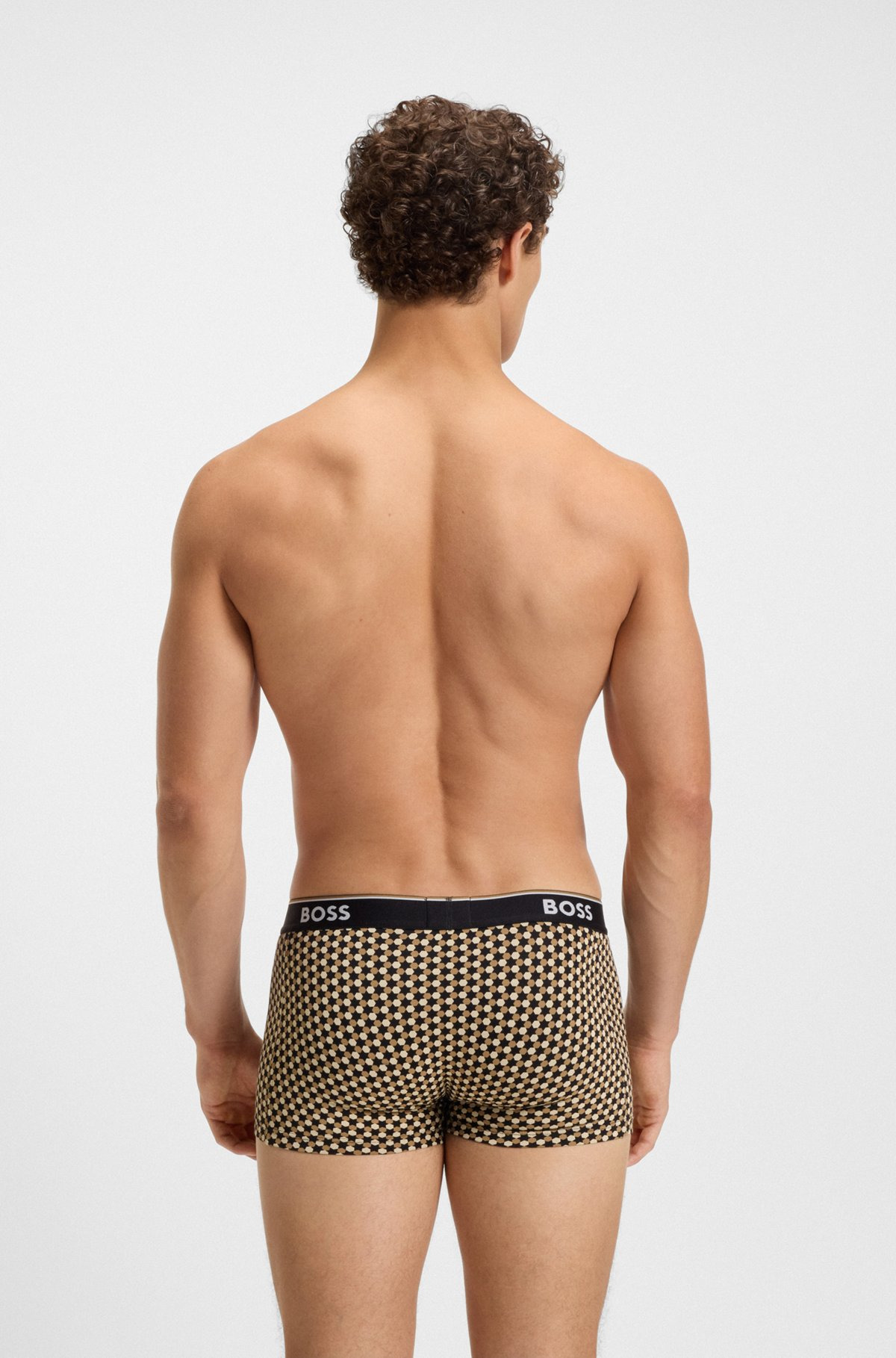 THREE-PACK OF STRETCH-COTTON TRUNKS WITH LOGO WAISTBAND - 3
