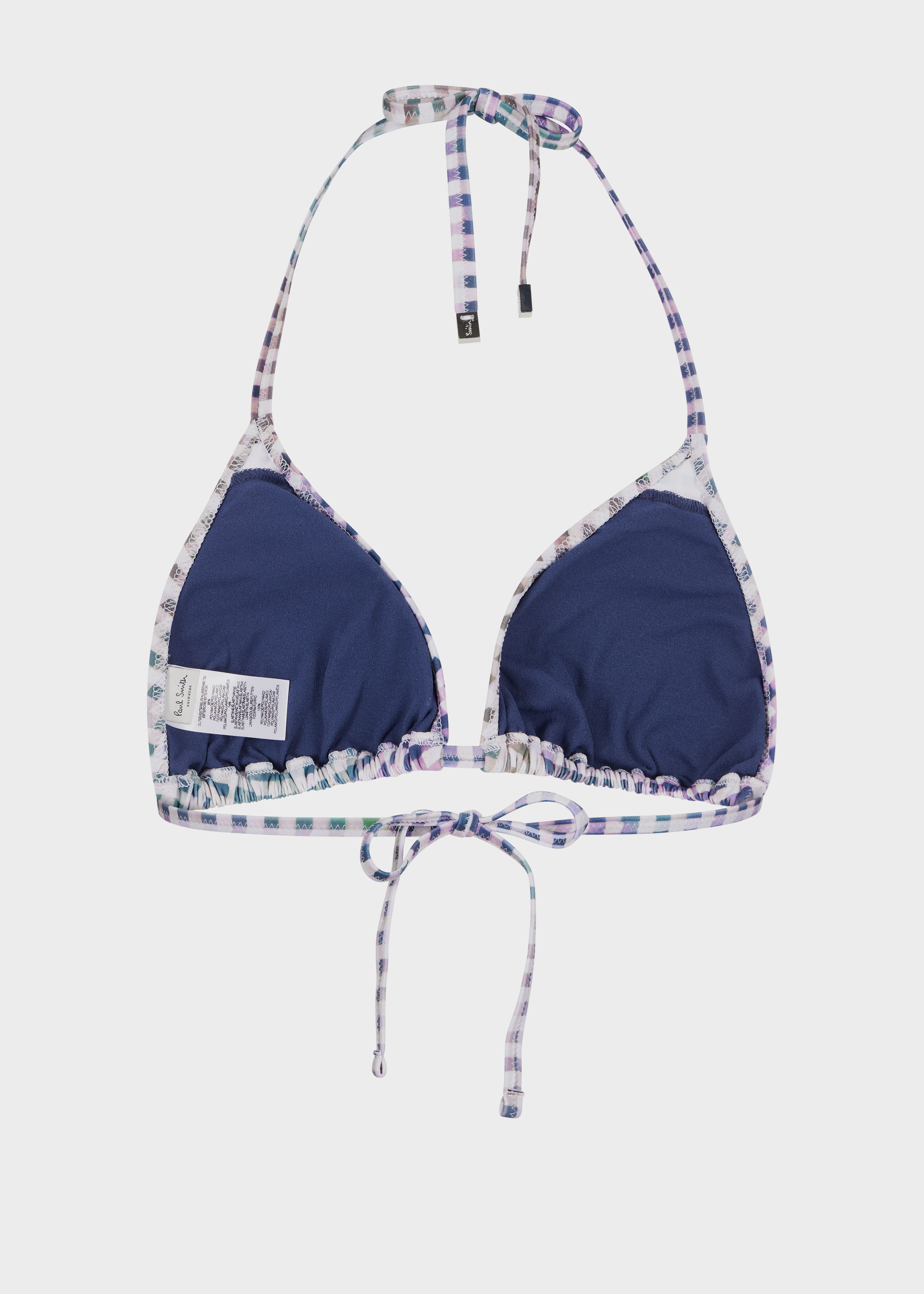 Women's Mauve Check Triangle Bikini Top - 2