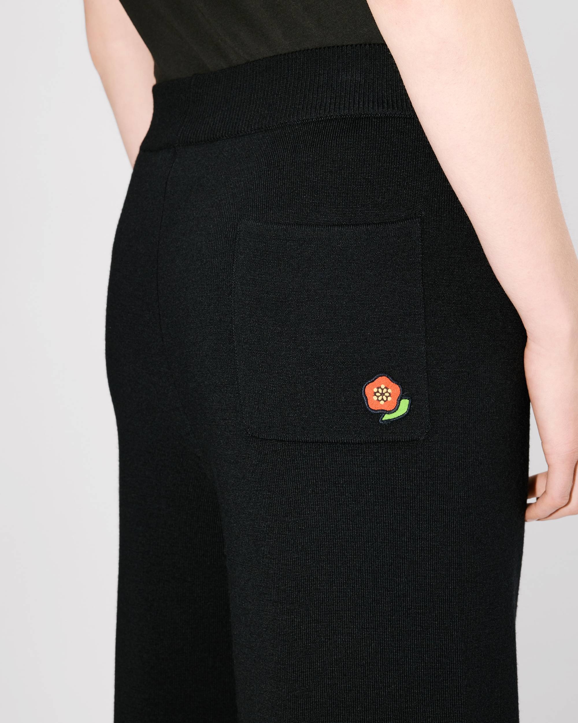 'KENZO Pop' embroidered straight pants in merino wool - 6