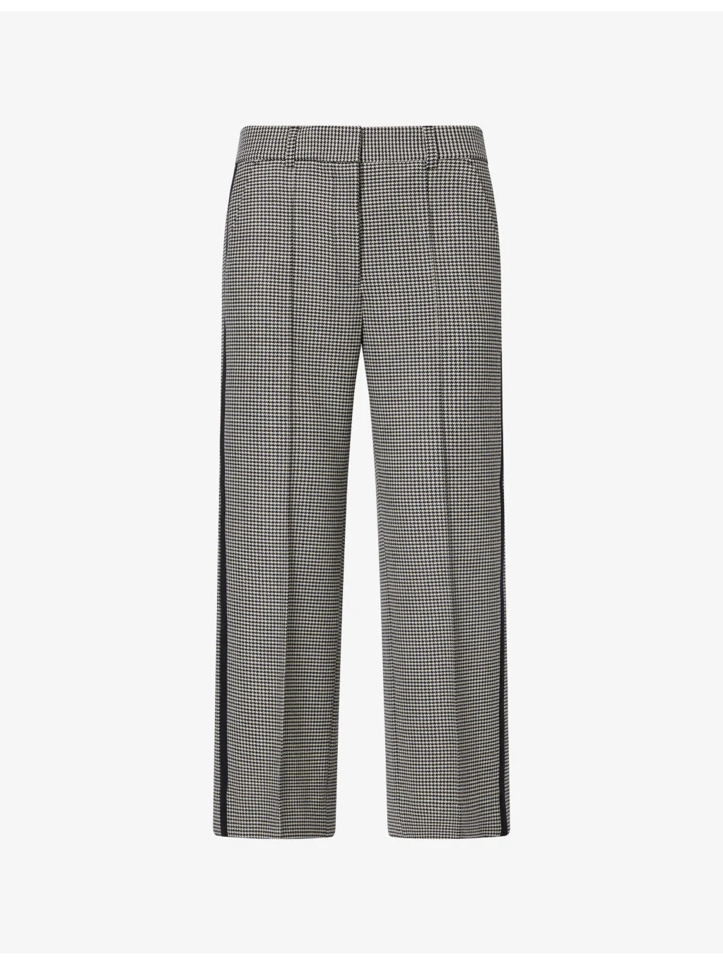 Houndstooth-Pattern Straight-Leg Woven Trousers - 1