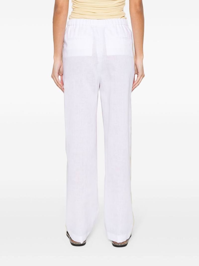 chambray pipe-trim tapered trousers 4