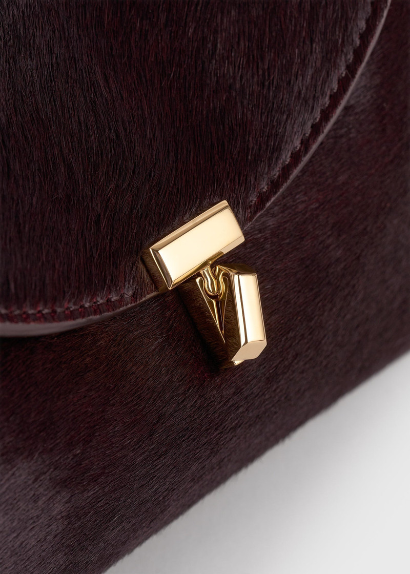Mini T-lock pony hair clutch wine 5
