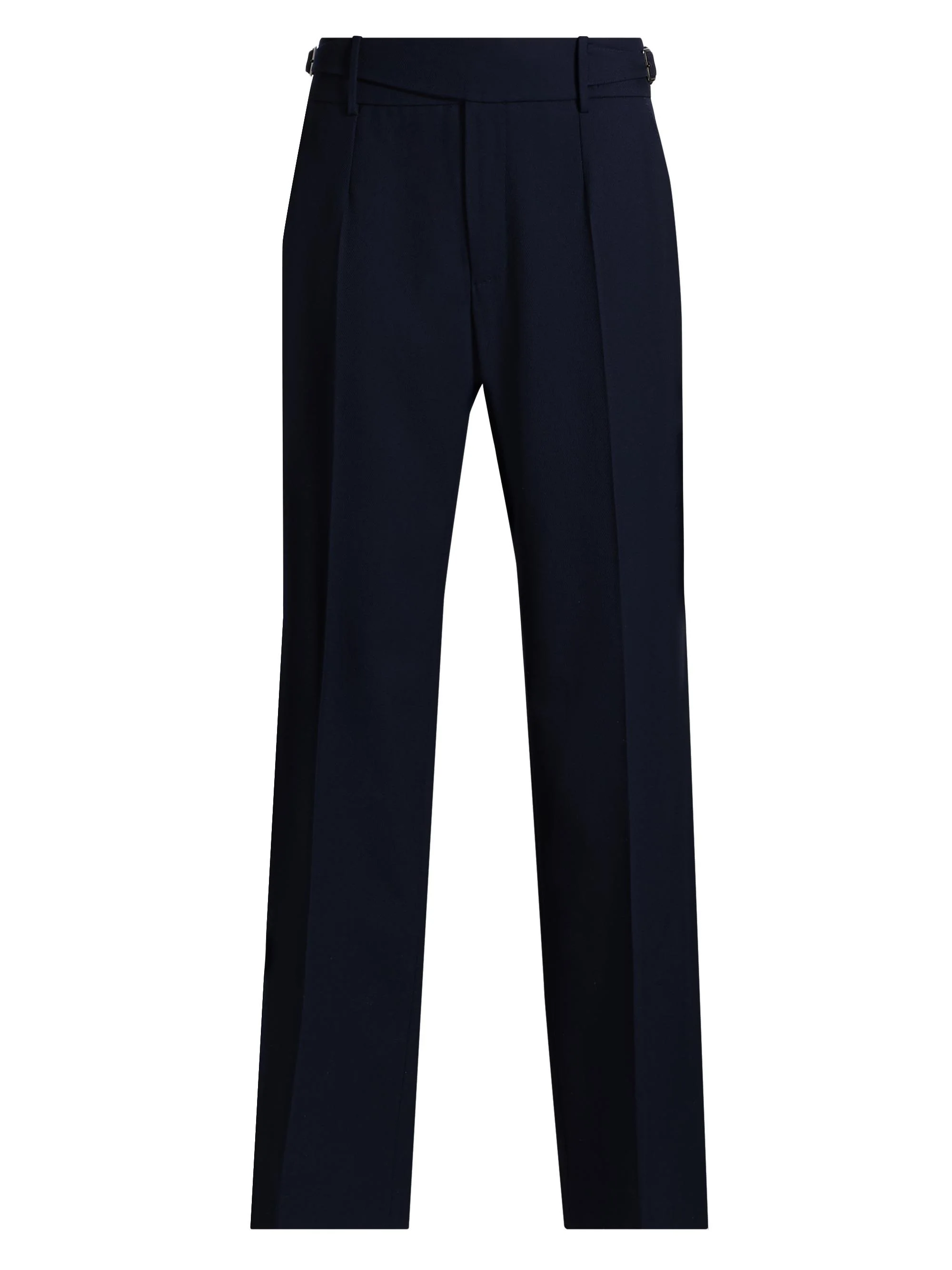 Men's Creased-Front Wool Trousers - Blu Scurissimo - 1