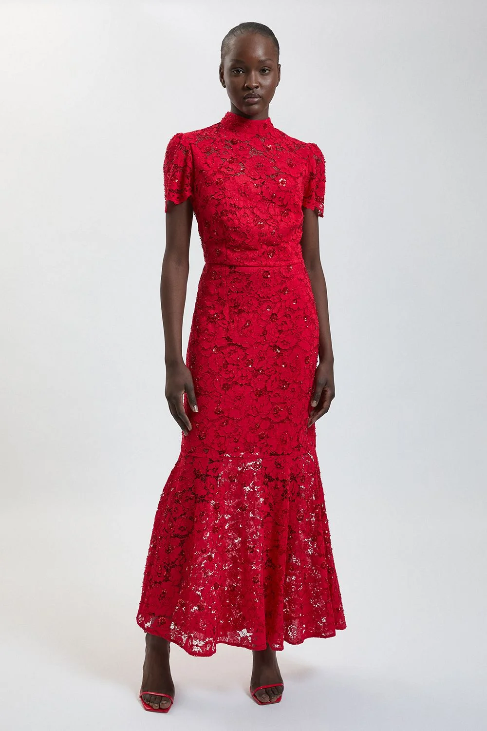 Harper's Bazaar Beaded Lace Midi Dress - 1