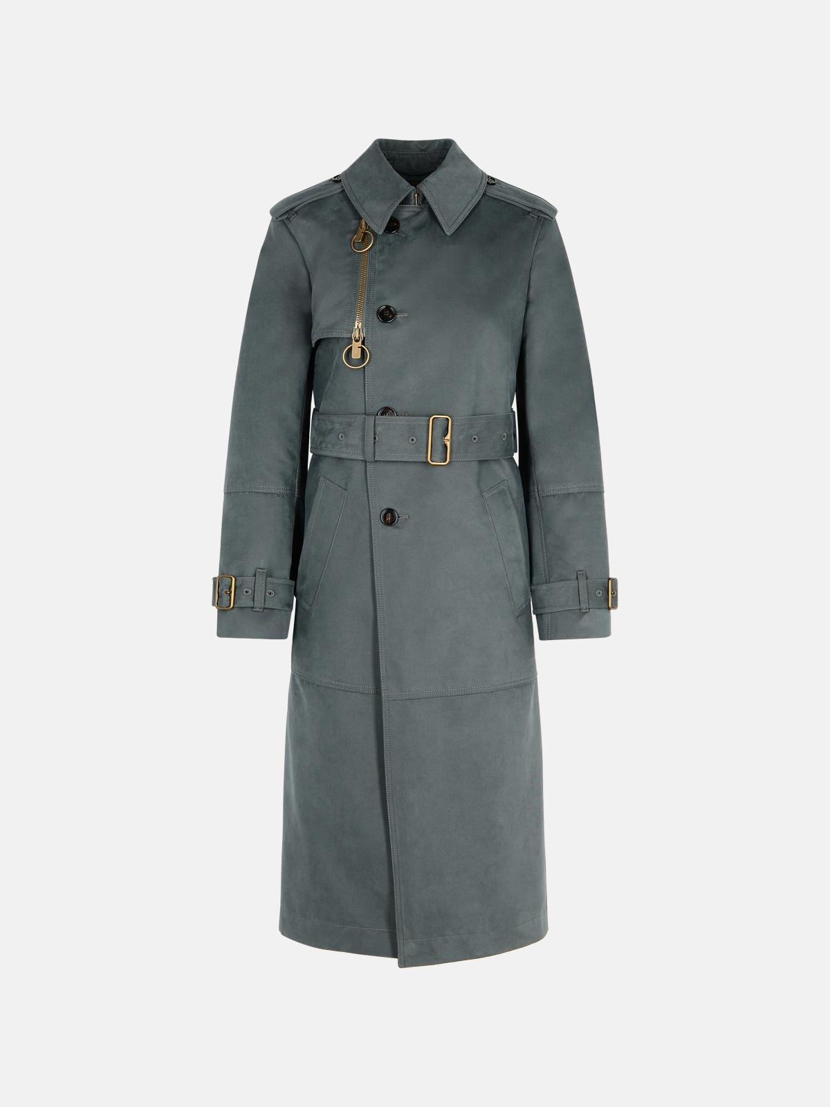 GREY COTTON BLEND TRENCH COAT - 1