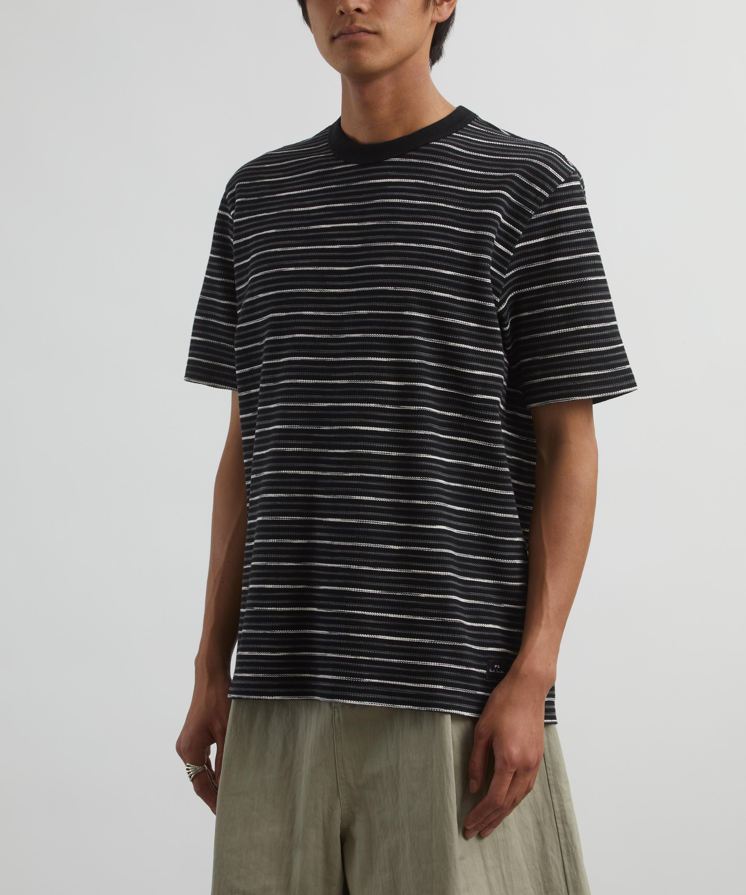 Paul Smith Black Textured-Stripe T-Shirt | REVERSIBLE