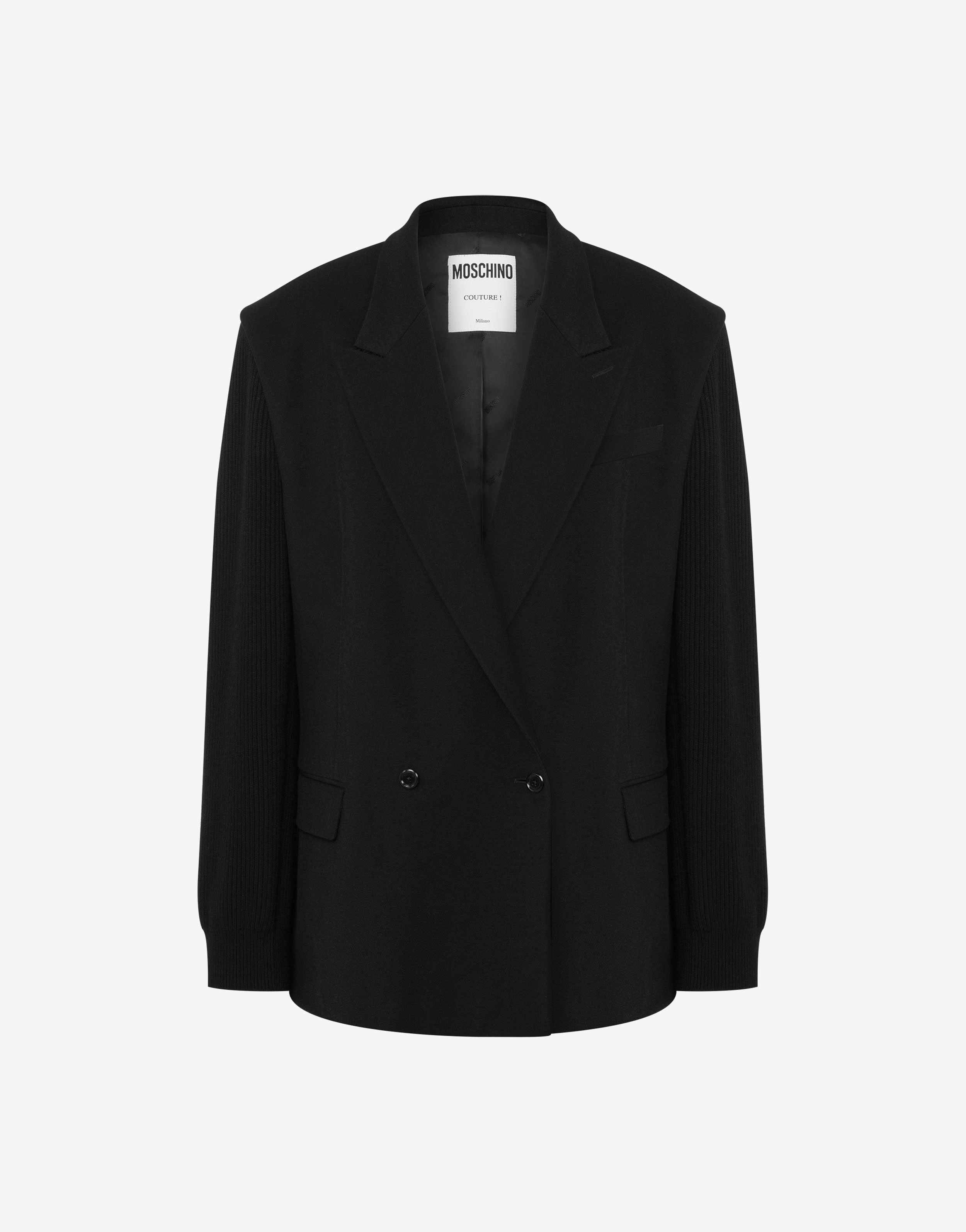 STRETCH GABARDINE AND KNITTED JACKET - 1