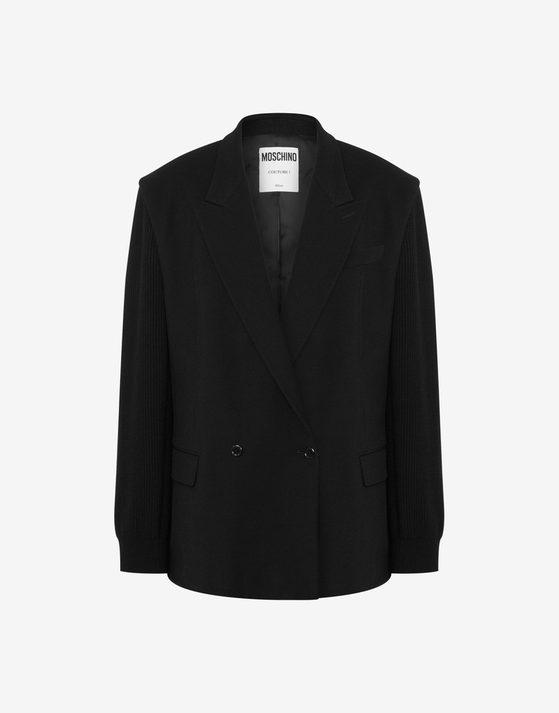 STRETCH GABARDINE AND KNITTED JACKET 1