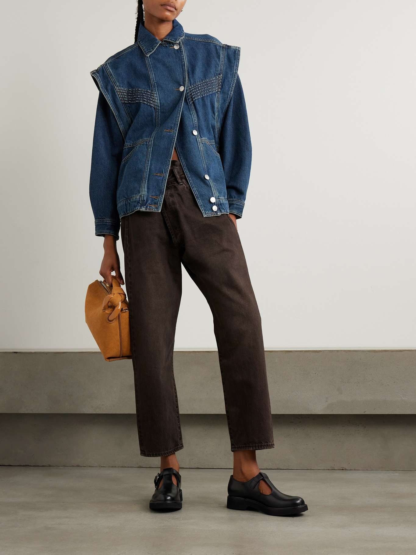 デニム・ジーパン R13 Crossover asymmetric distressed boyfriend jeans R13 Crossover asymmetric distressed mid-rise boyfriend jeans