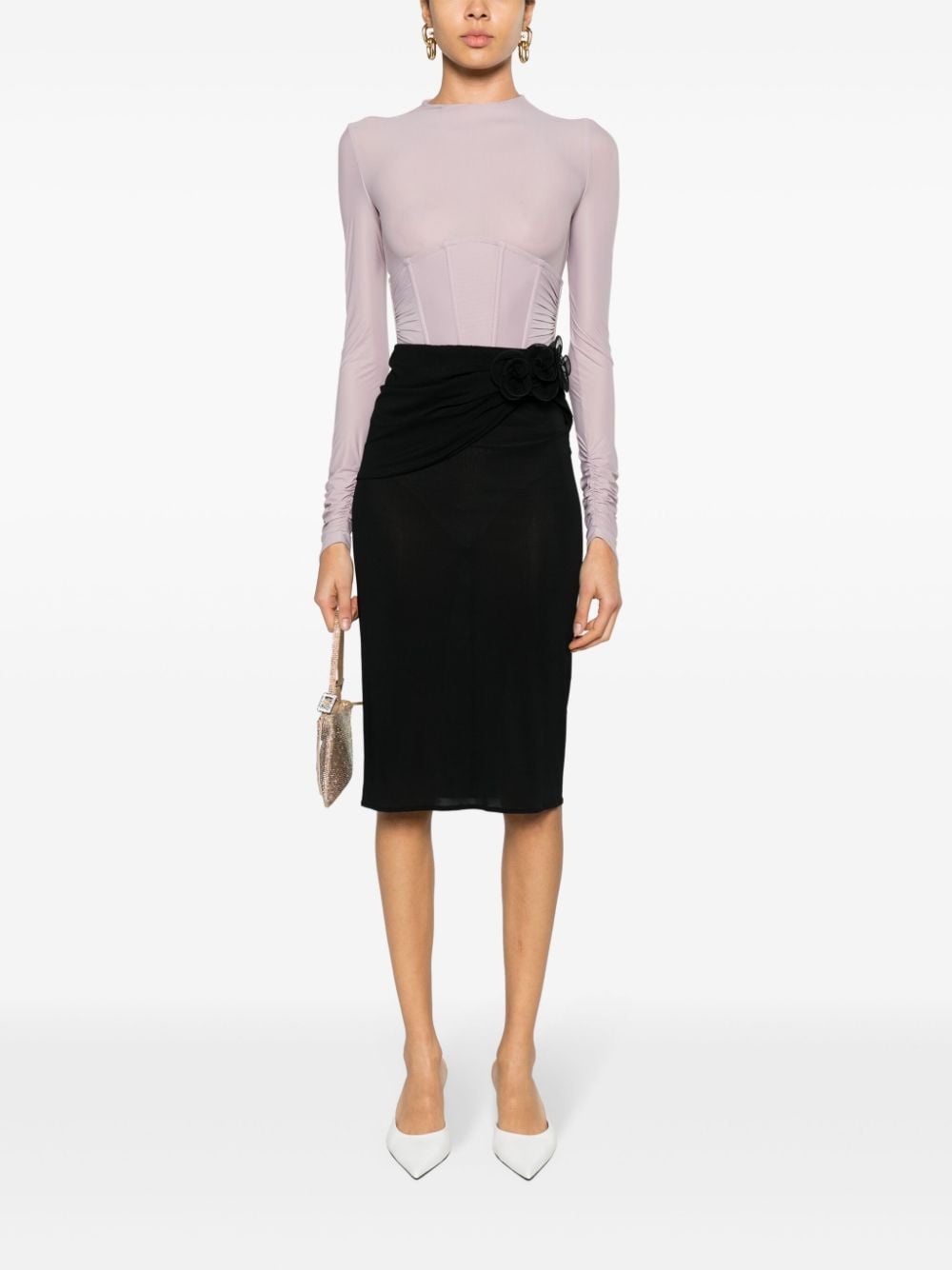 floral-appliquÃ© pencil skirt - 2