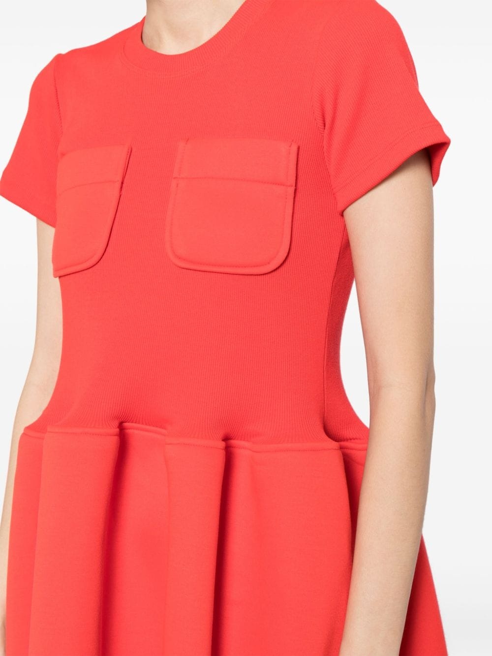 short-sleeve flared midi dress - 5