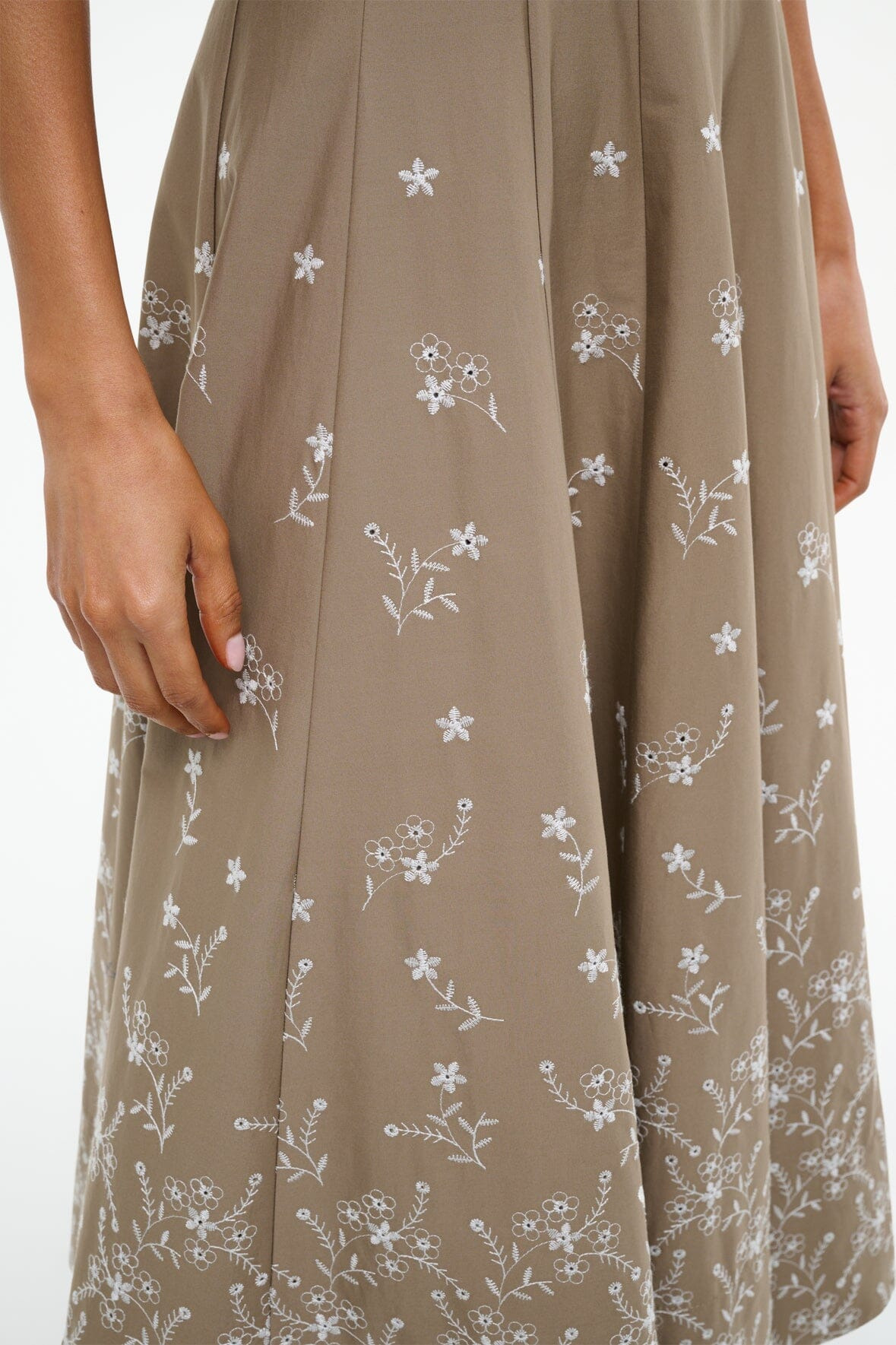 STAUD WELLS DRESS TAUPE EMBROIDERY - 8