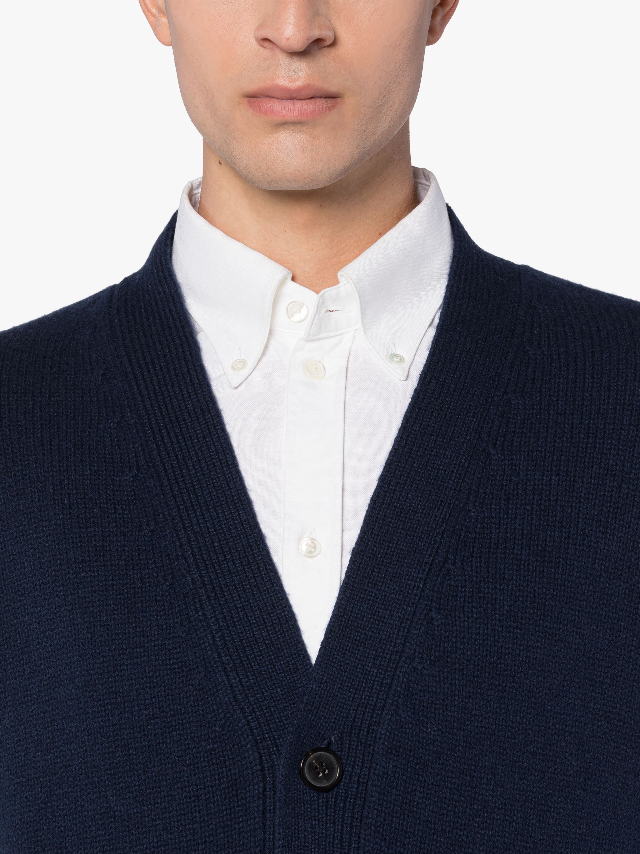 STOCKHOLM DEEP BLUE MERINO WOOL & CASHMERE CARDIGAN - 5