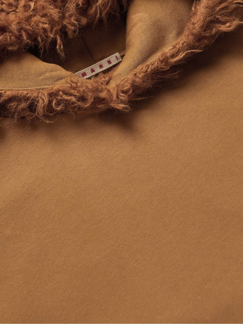 Logo-Embroidered Faux Shearling-Trimmed Cotton-Jersey Hoodie 5