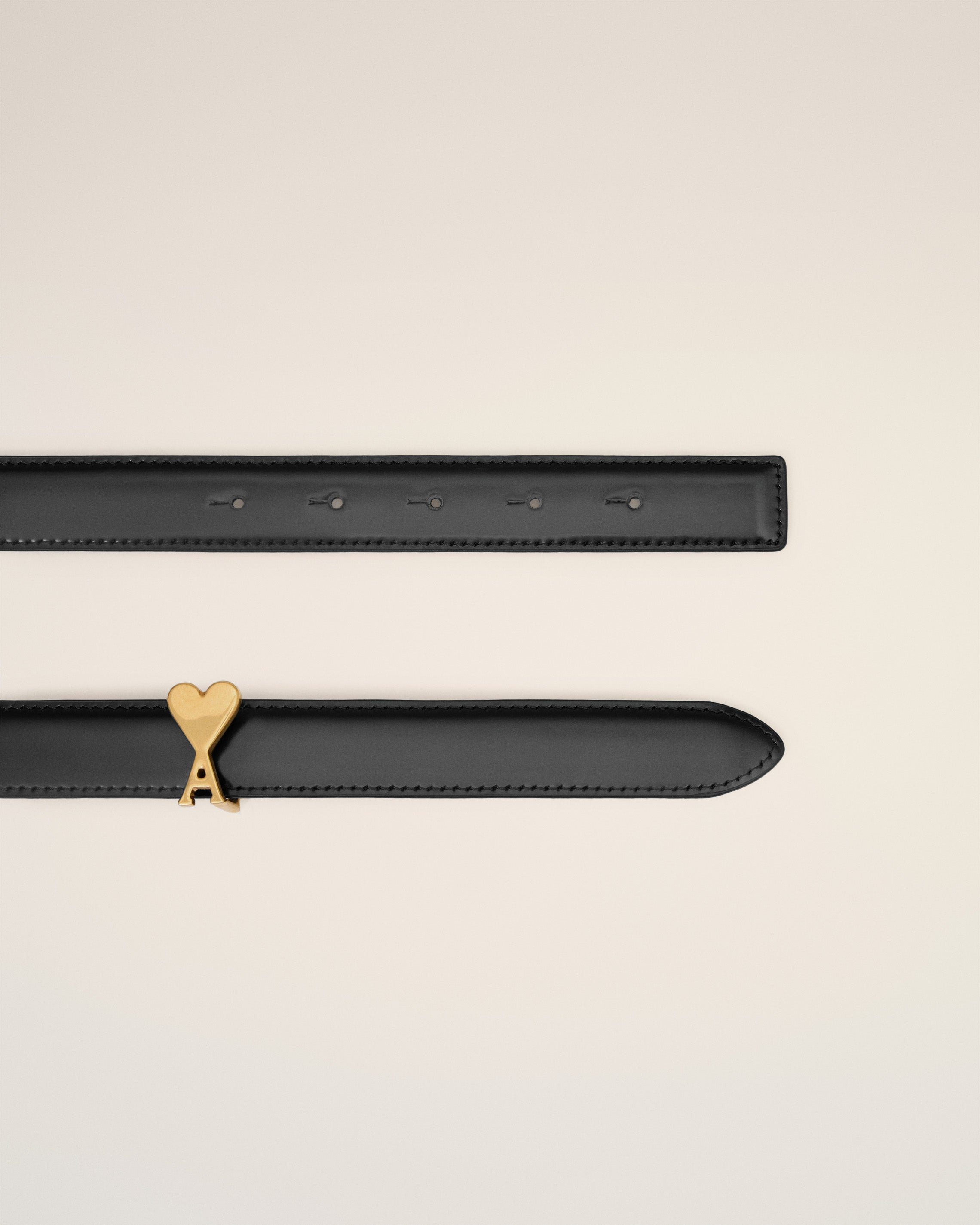BLACK GLAZED LEATHER AMI DE COEUR BUCKLE 25 MM BELT - 2