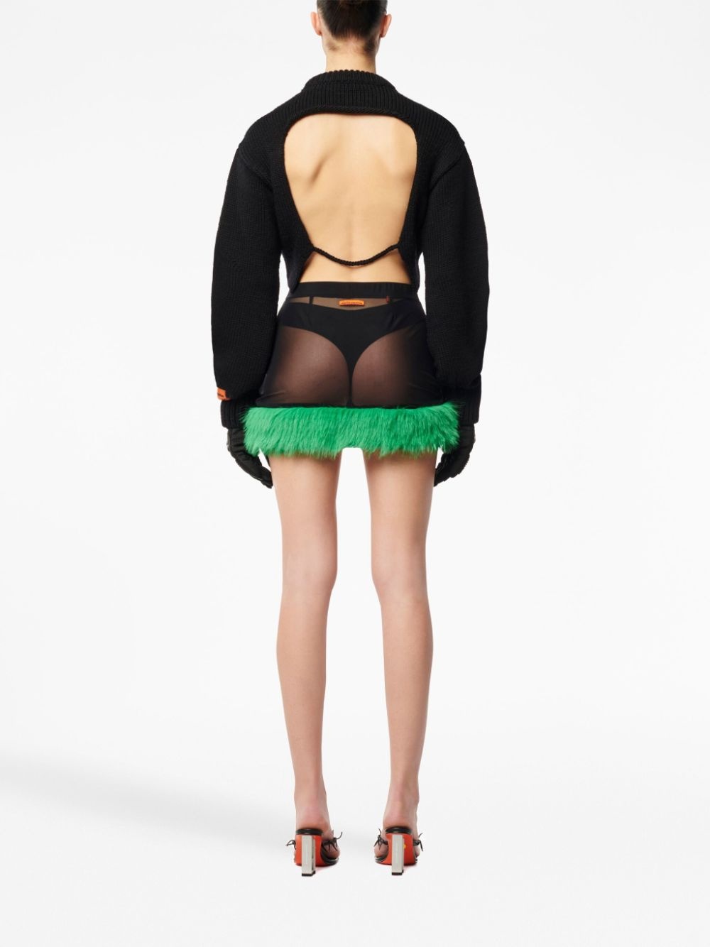 faux-fur straight skirt - 4