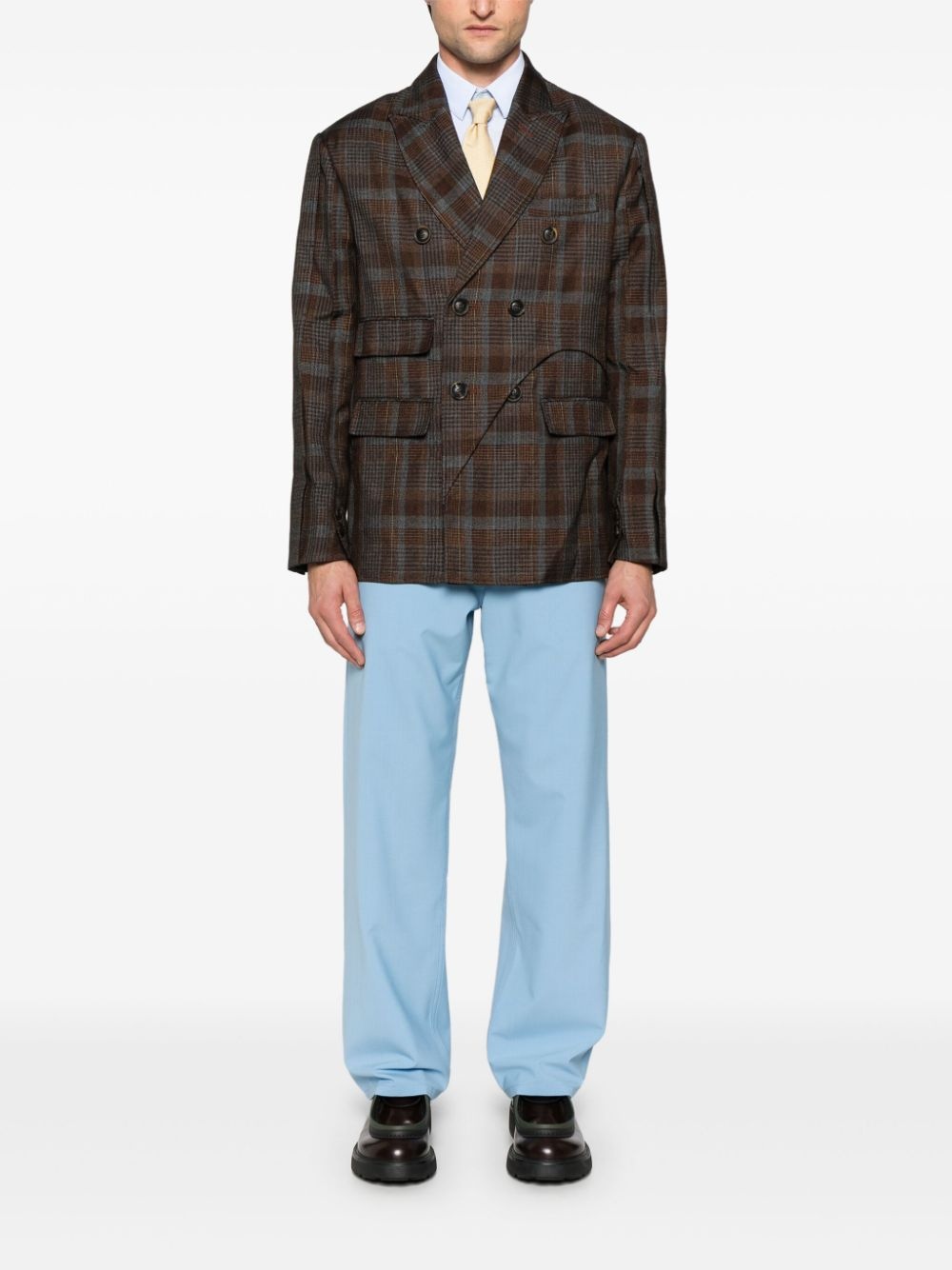 Soe-check double-breasted blazer - 2