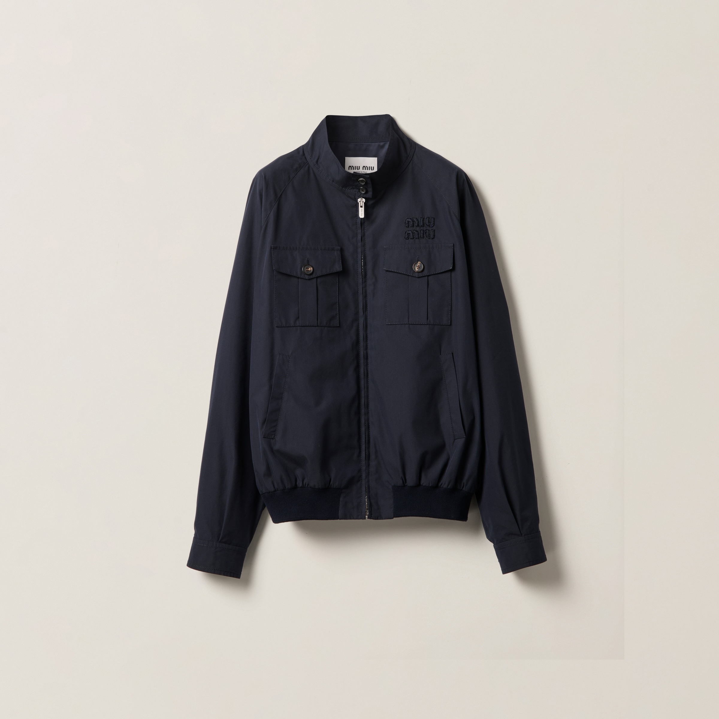 Panama cotton blouson jacket with pockets - 1