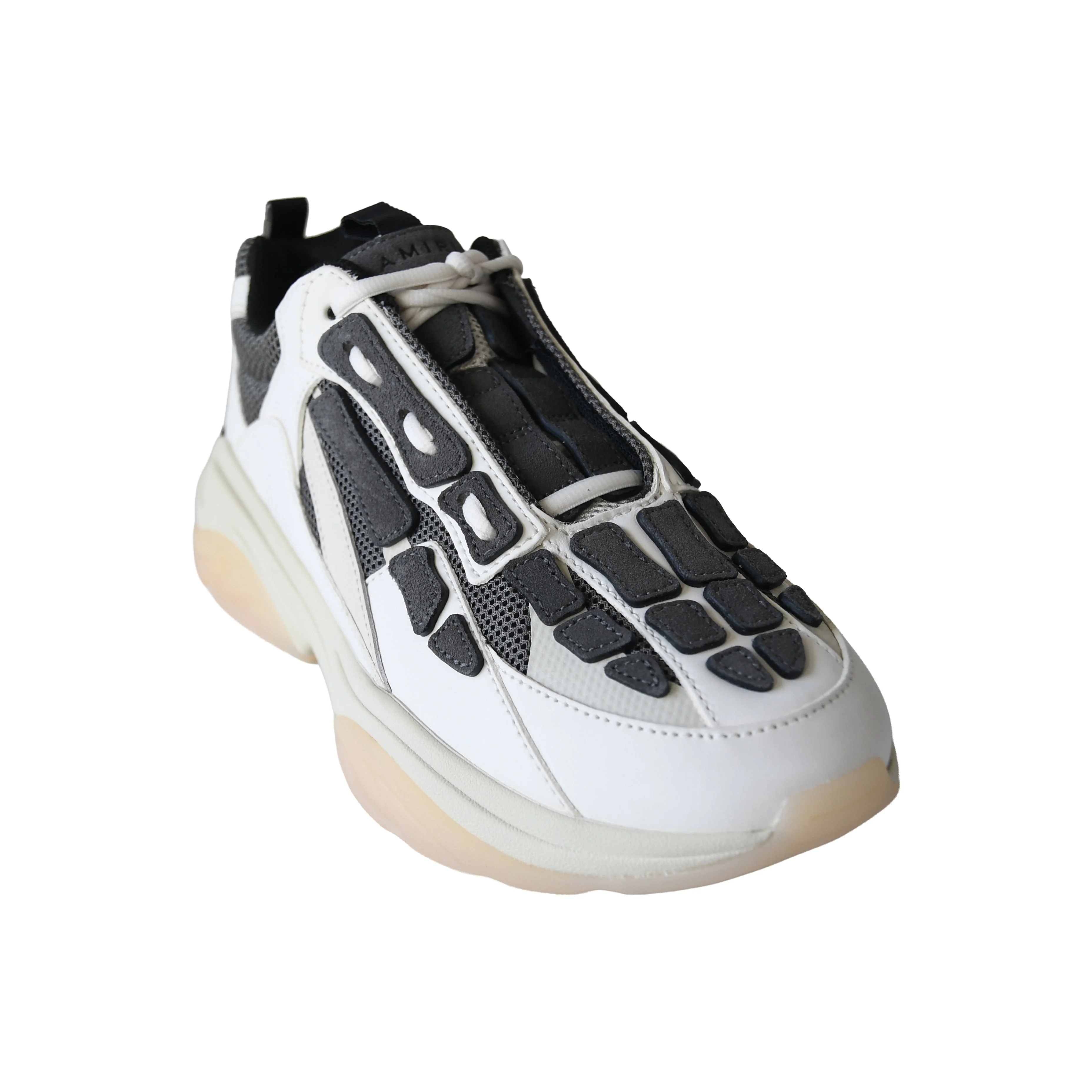 Amiri Bone Runner Leather Suede Mesh Sneaker Cream Black - 1