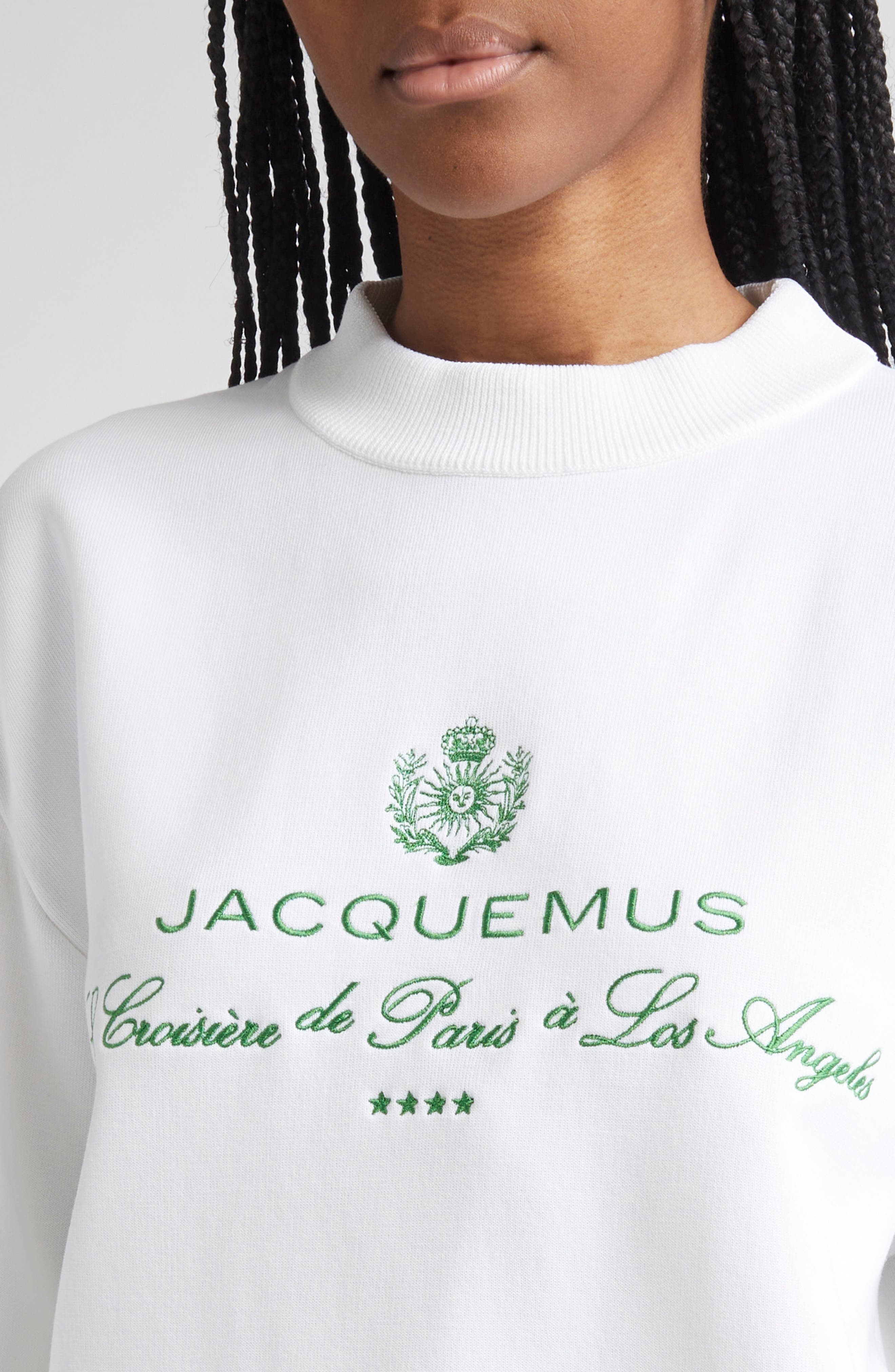 Jacquemus La Maille Venice Embroidered Sweatshirt in Hotel Address White at Nordstrom - 4