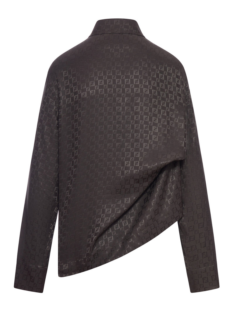 Fendi Women Brown Ff Jacquard Silk Shirt - 2
