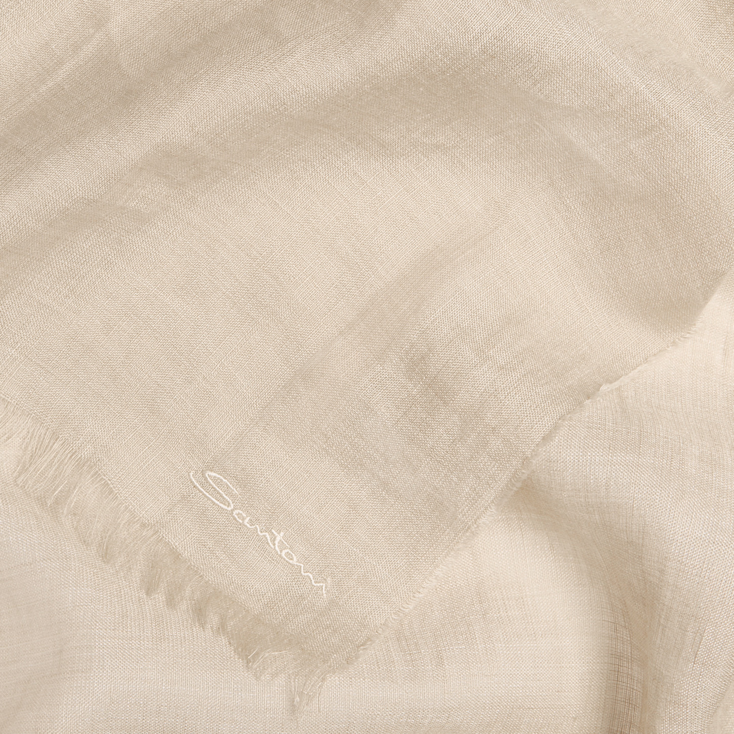 Beige linen, cashmere and silk scarf - 2