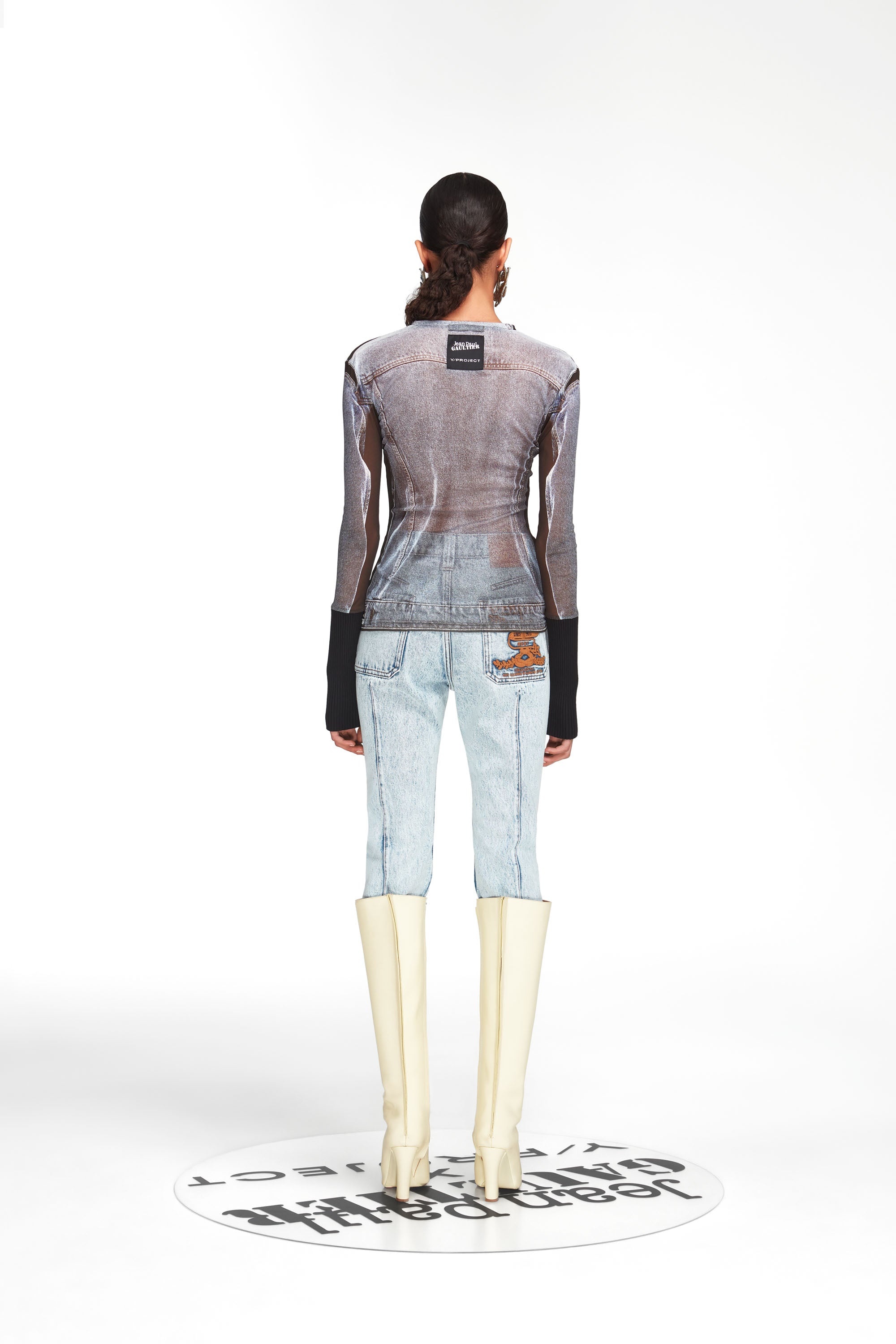 Trompe L'oeil Denim Hook and Eye Top - 2