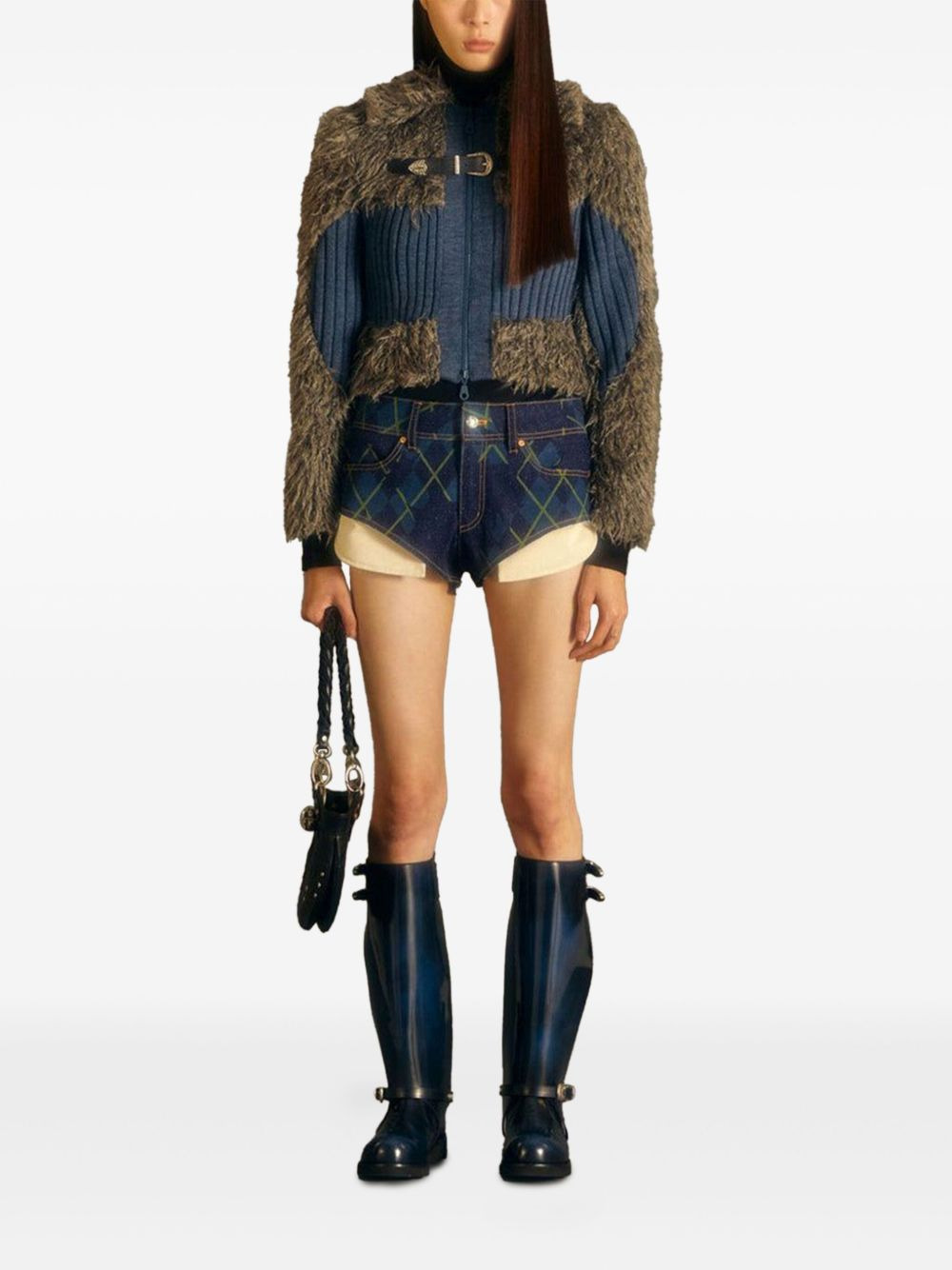 Olga belted panelled shearling cardigan - 2
