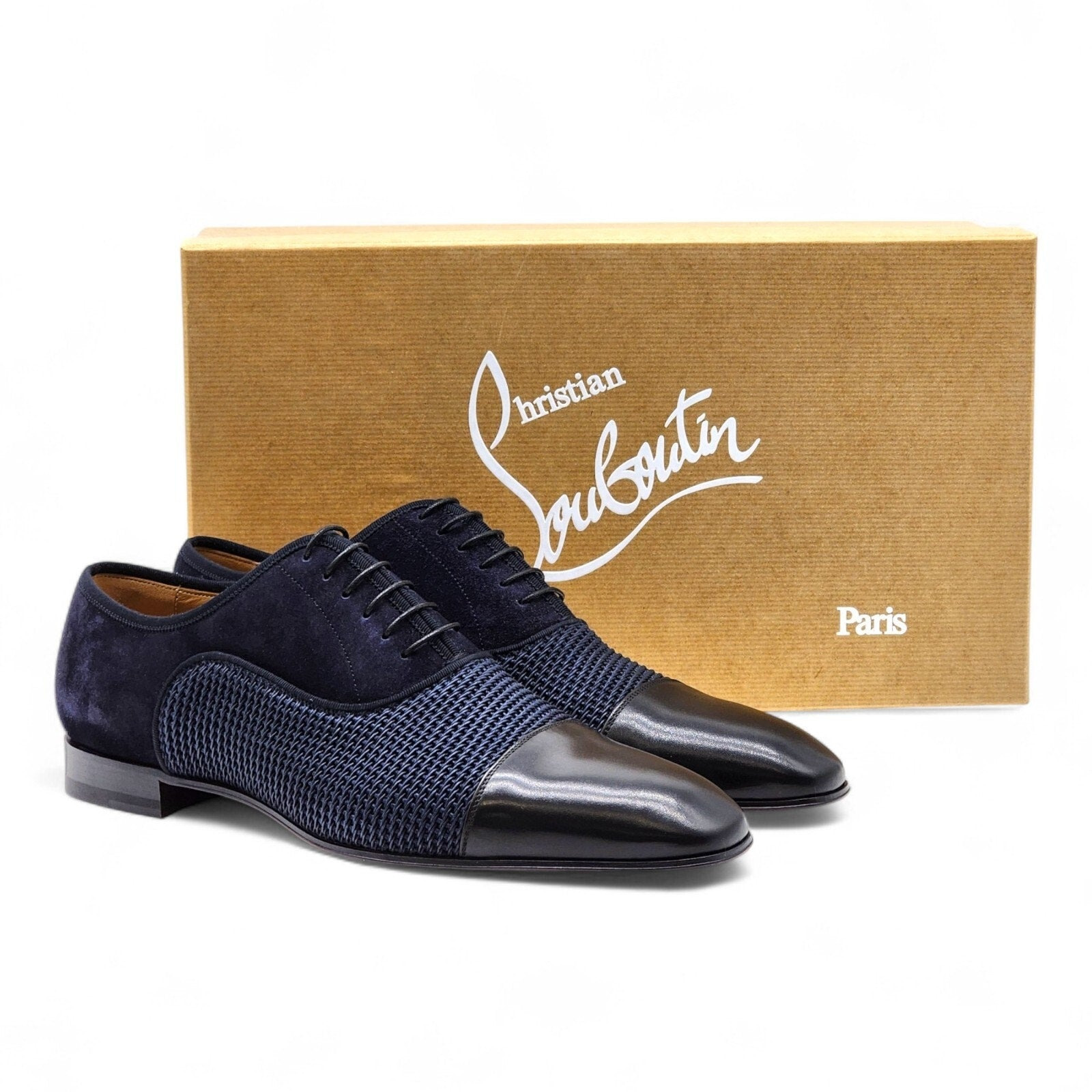 Christian Louboutin Greggo Leather and Suede Oxford Shoes Blue EU 42 US 9 - 2