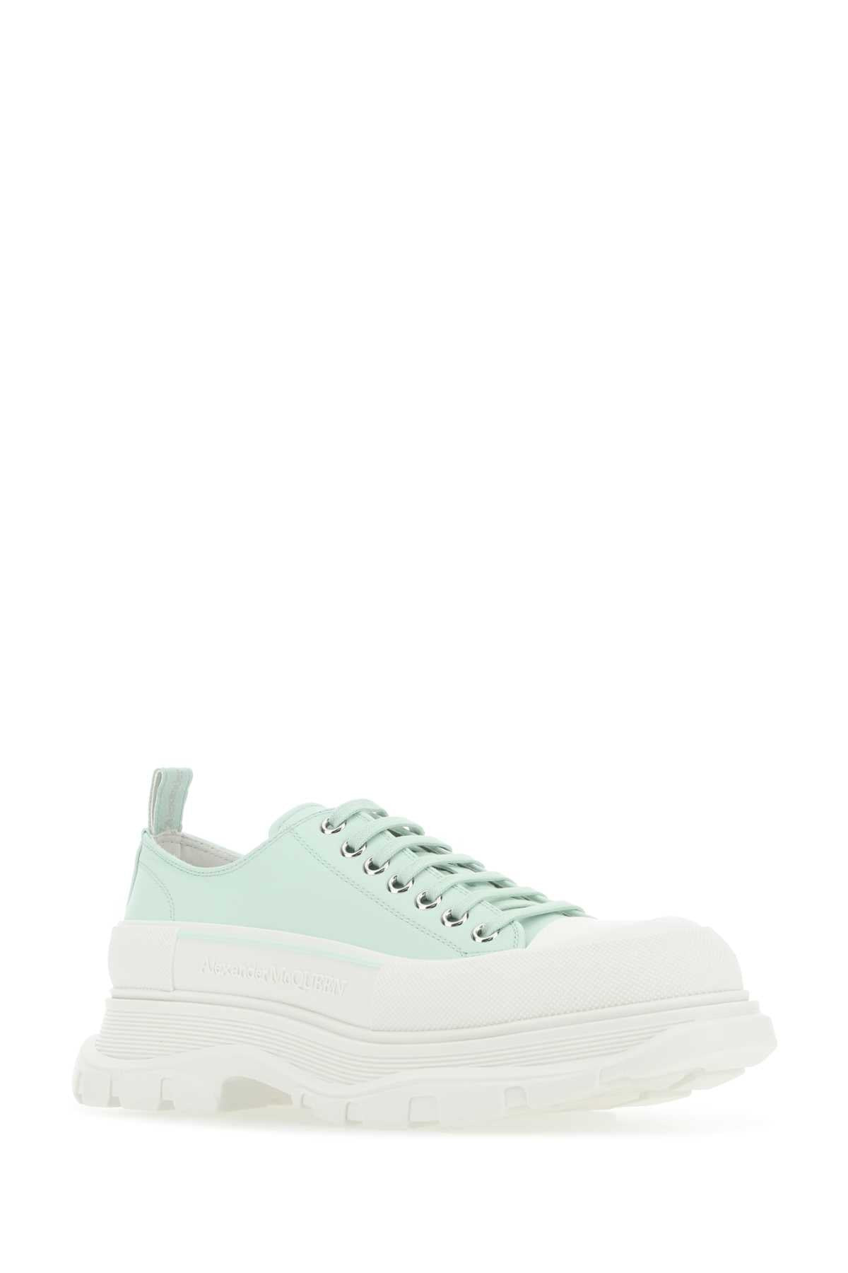 Alexander Mcqueen Men Sea Green Leather Tread Slick Sneakers - 2