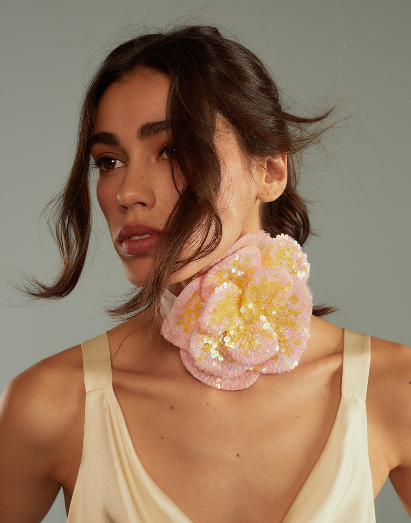 CYNTHIA ROWLEY Sequin Flower Tie outlook