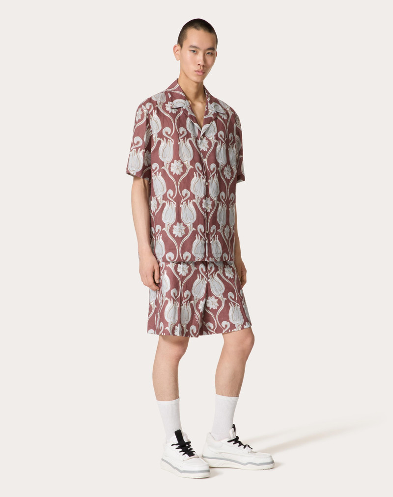Valentino LINEN BOWLING SHIRT WITH METAMORPHOS TULIPS PRINT outlook