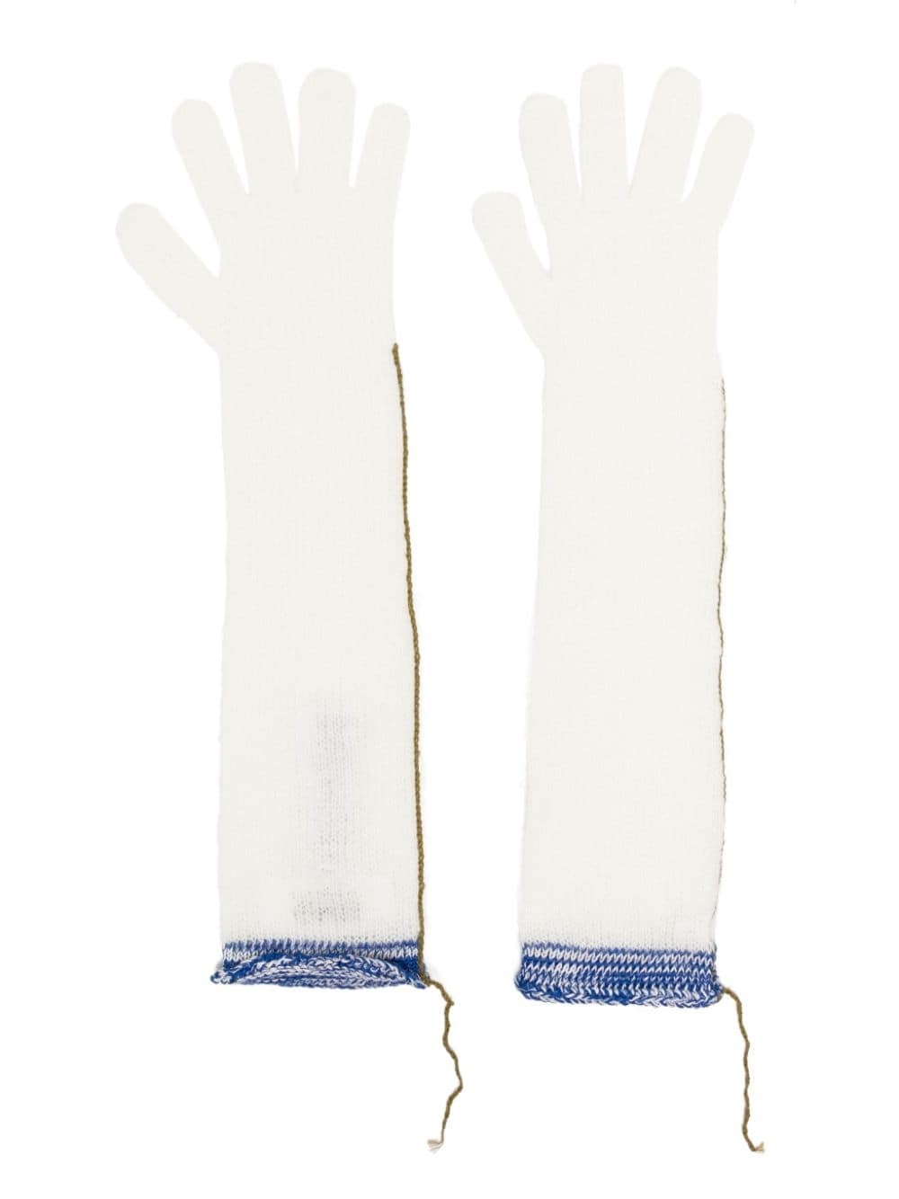 contrast-stitch open-knit gloves - 1