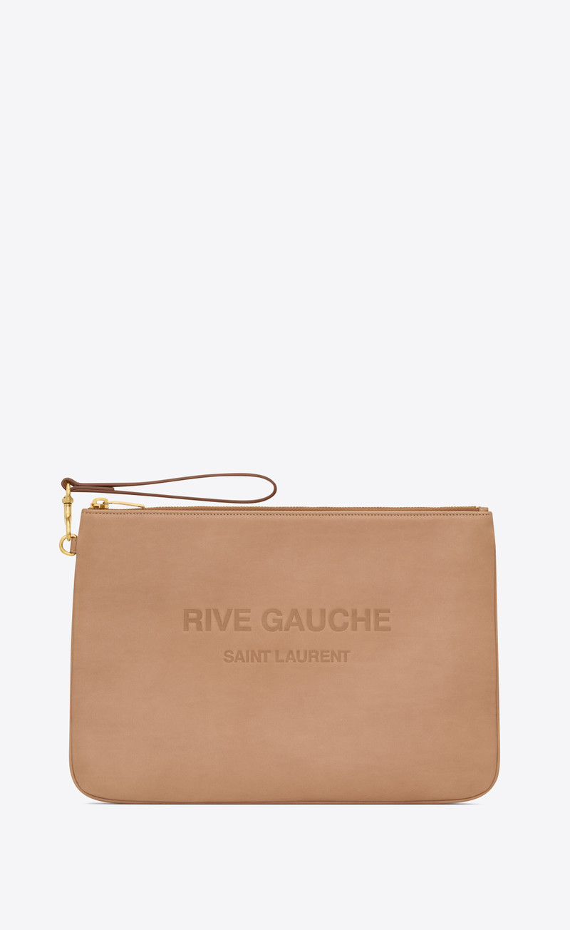 rive gauche beach pouch in vegetable-tanned leather 1