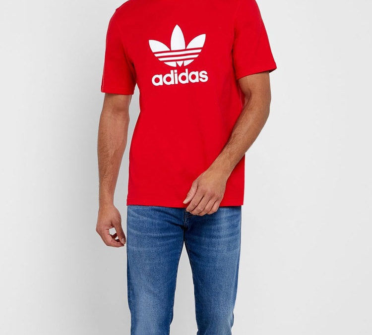 adidas originals Classic Large Logo Printing Short Sleeve Red EJ9678 - 3