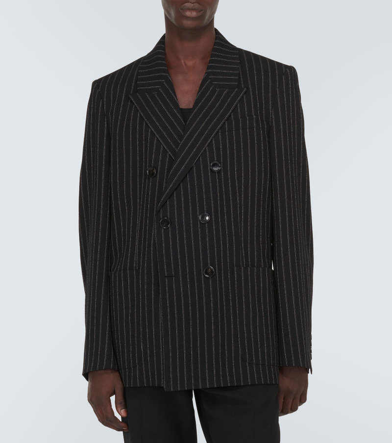 Pinstripe double-breasted wool blazer 3