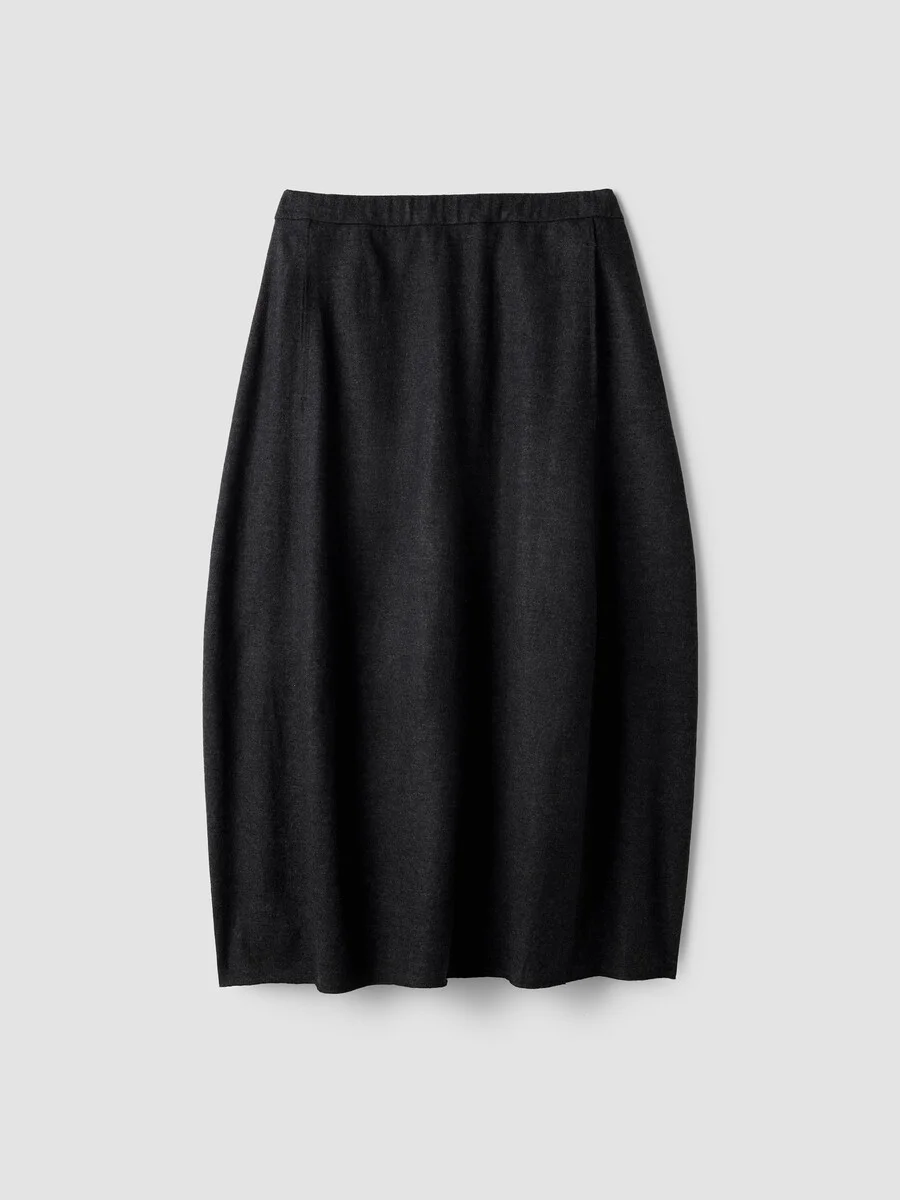 Mélange Felted Wool Jersey Lantern Skirt in Regenerative Wool - 1