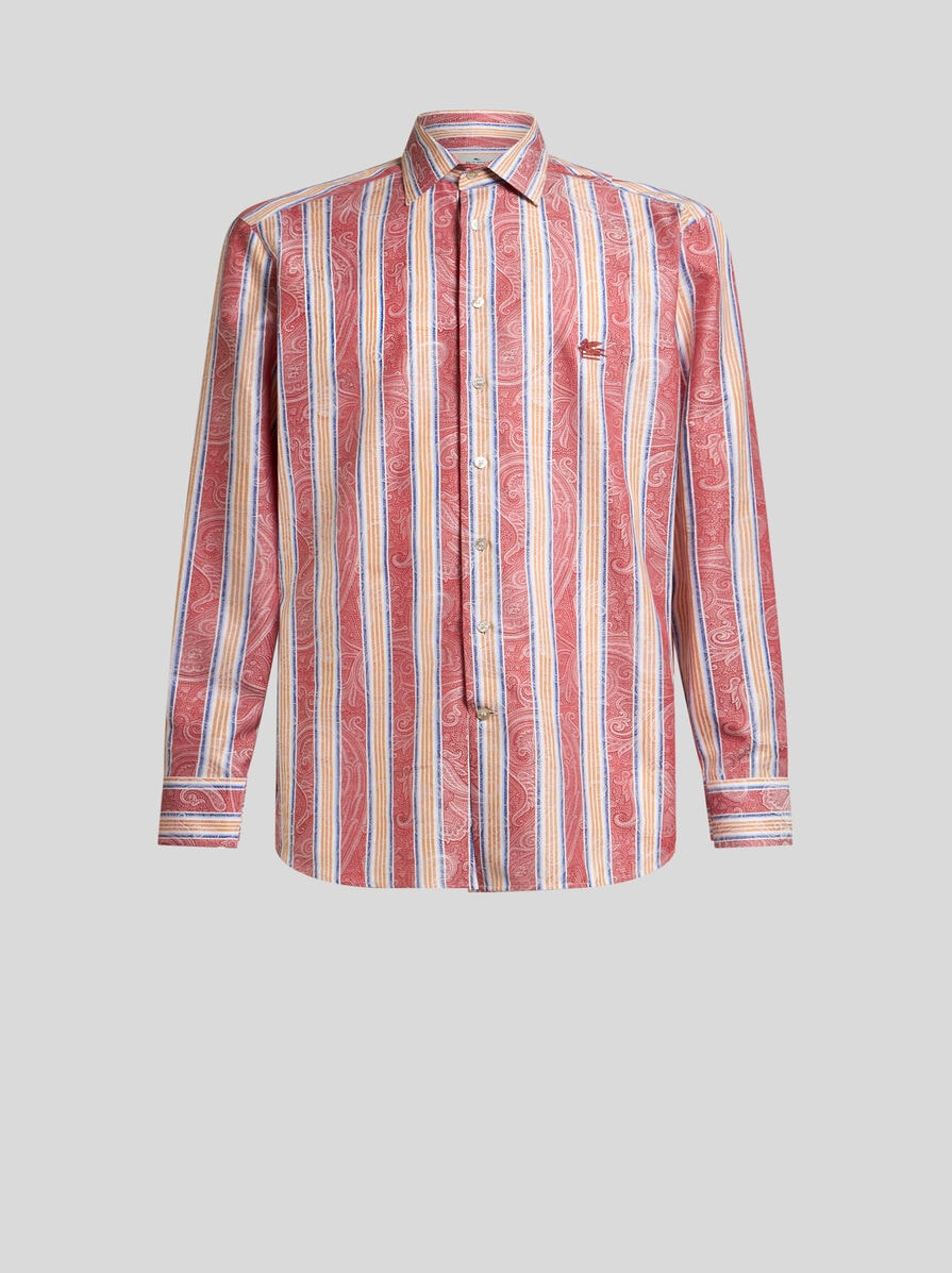 STRIPED SHIRT WITH PAISLEY DETAILING - 1