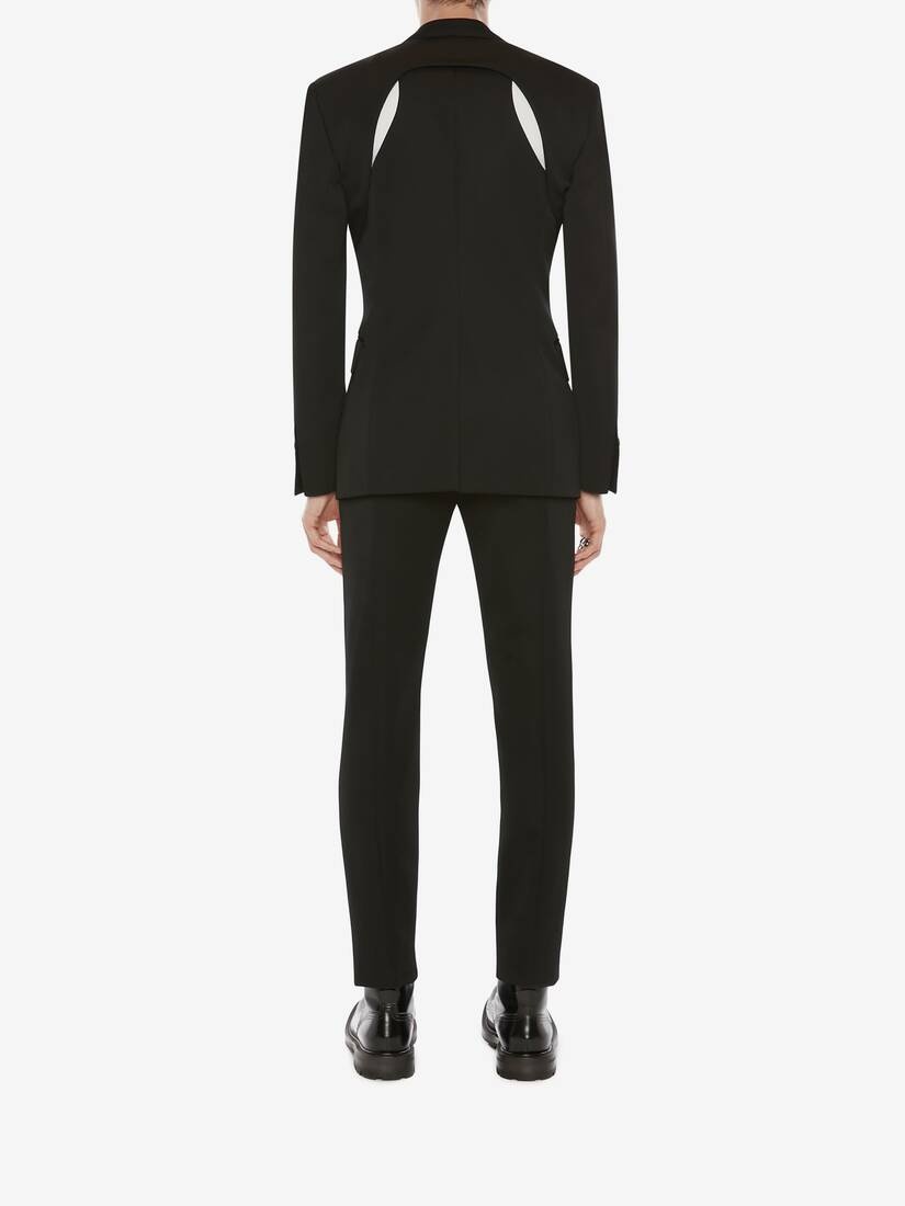 Japanese Wool Barathea Cigarette Trousers in Black - 4