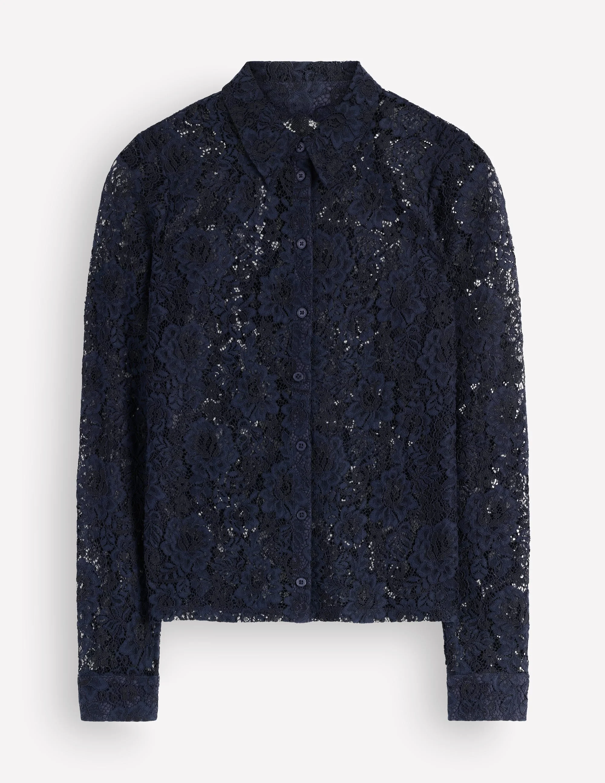 Jersey Lace Shirt-Navy - 1