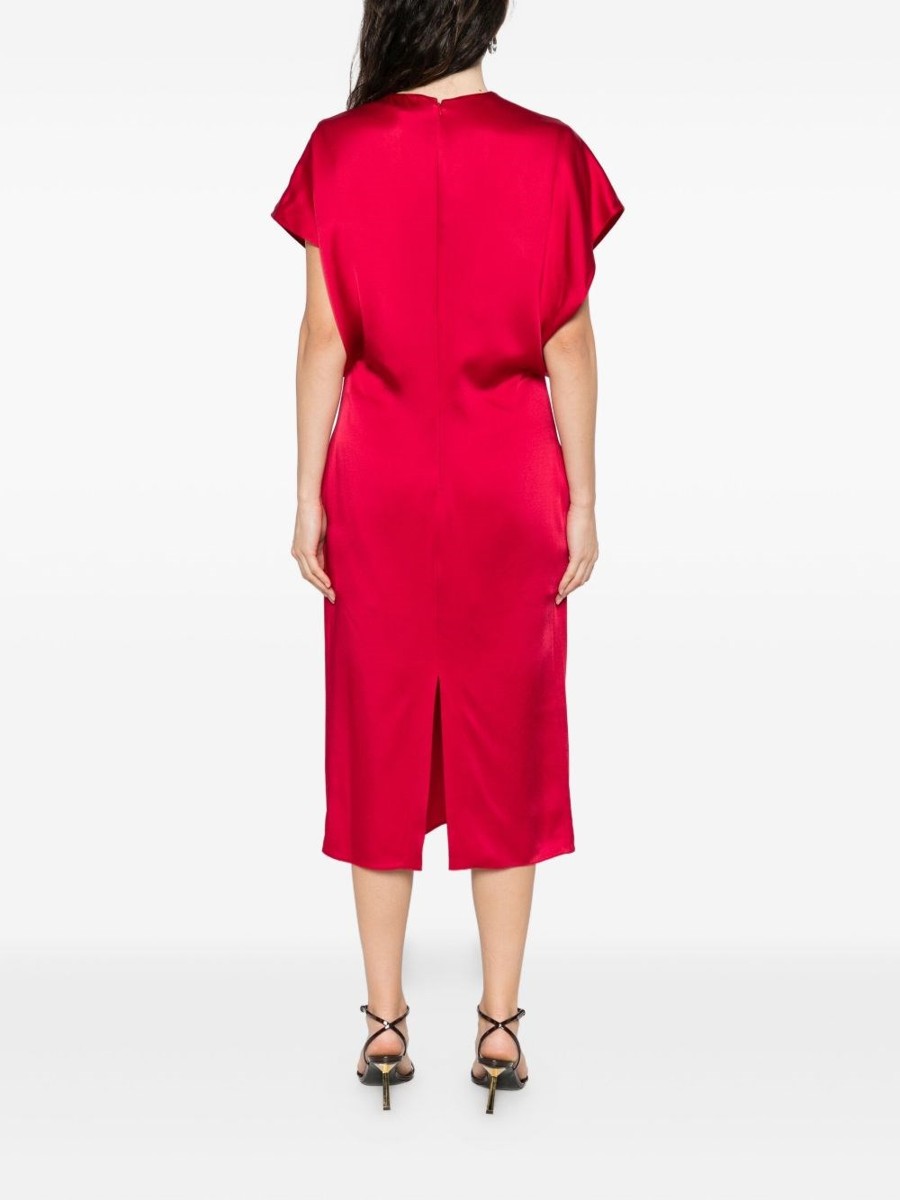 Satin v-necked midi dress - 5
