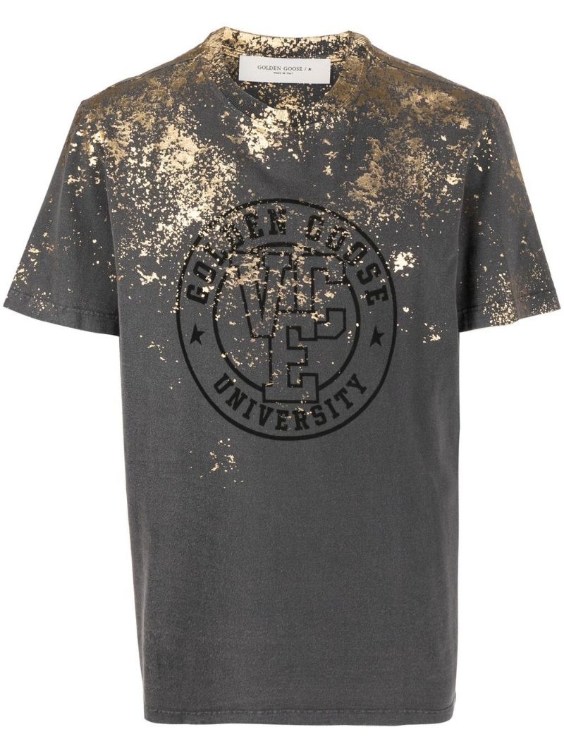 foil-print cotton T-shirt - 1
