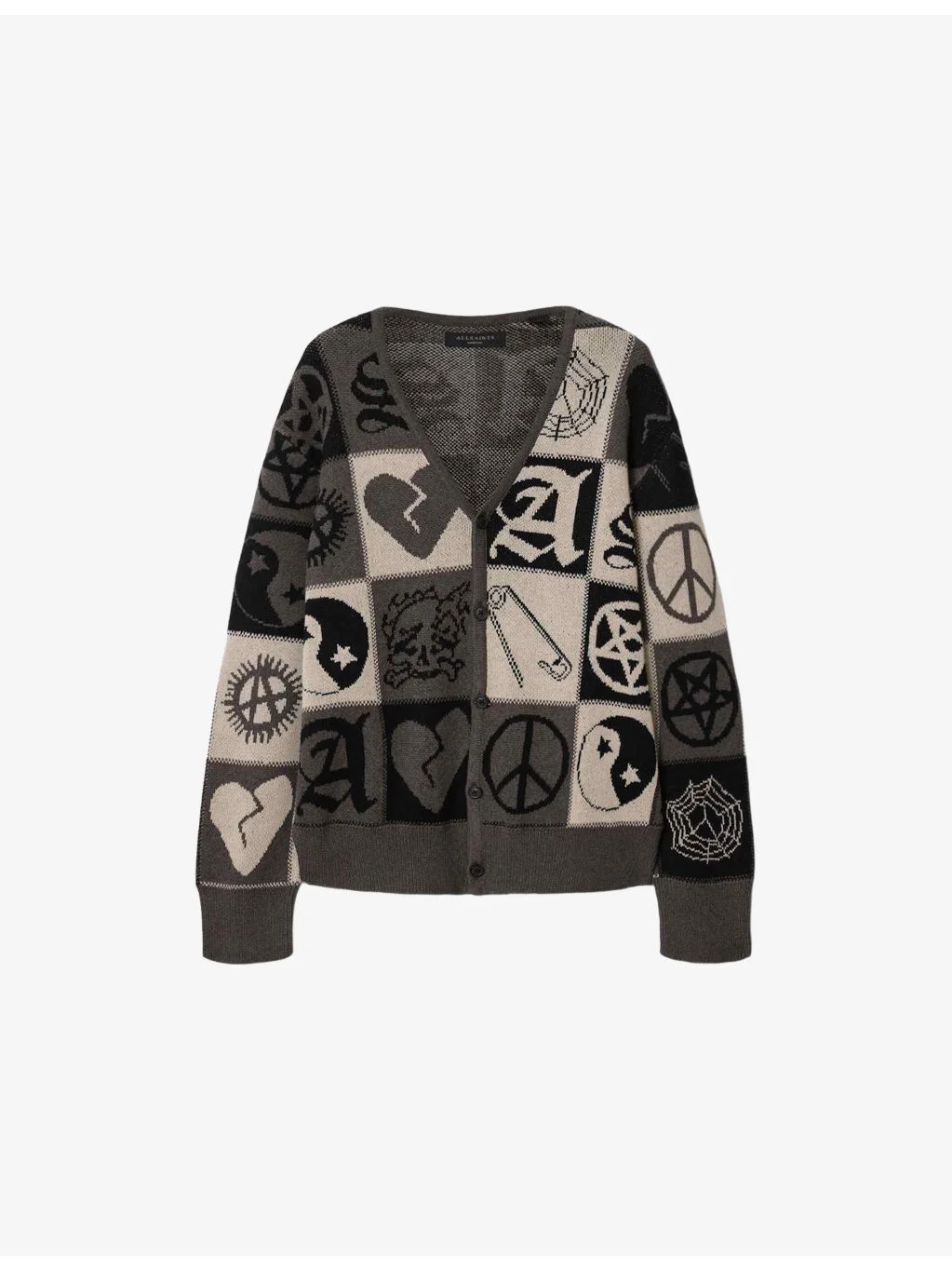 Barker V-Neck Jacquard Cotton Cardigan - 1