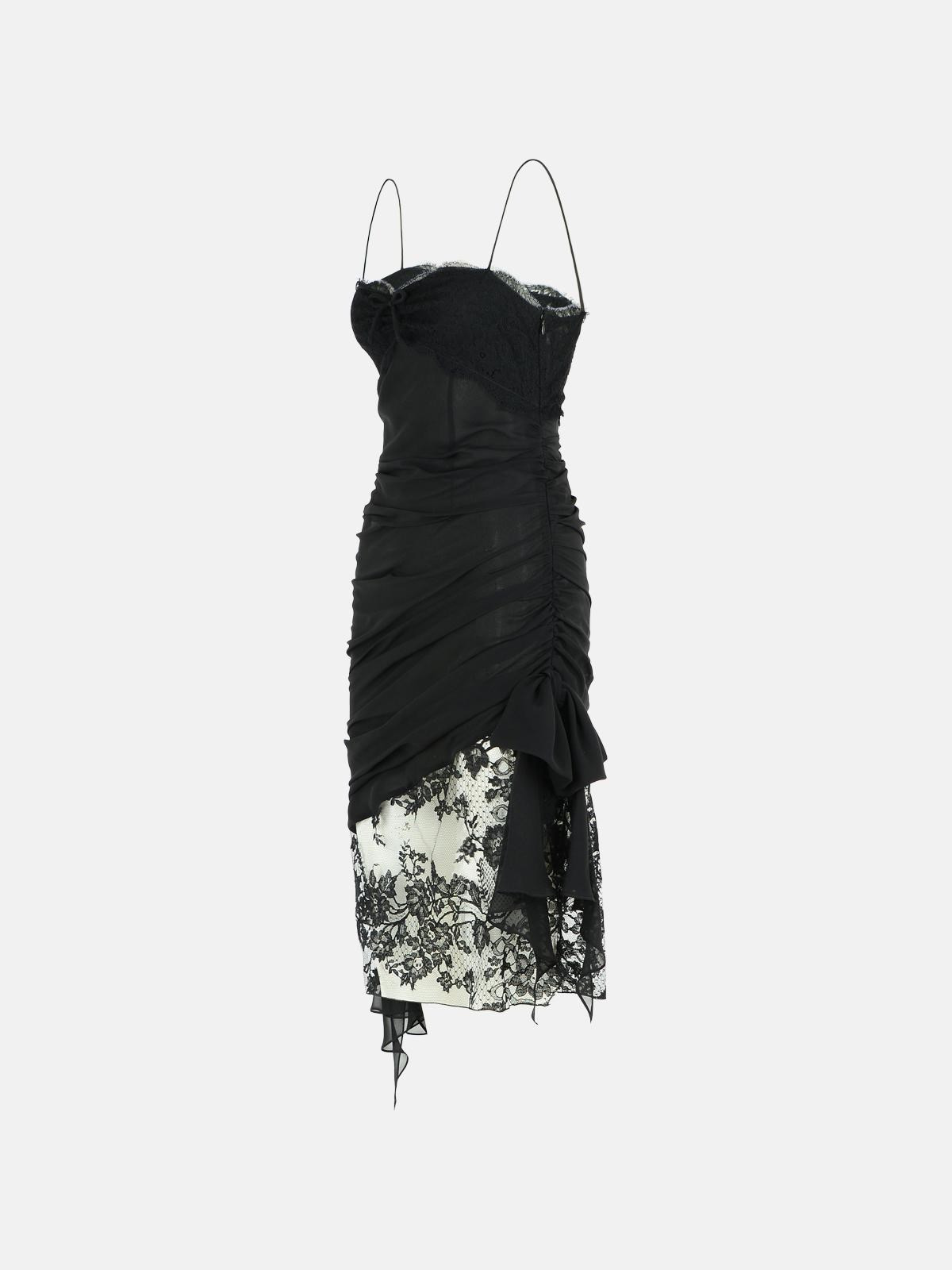 BLACK SILK MINI DRESS - 2