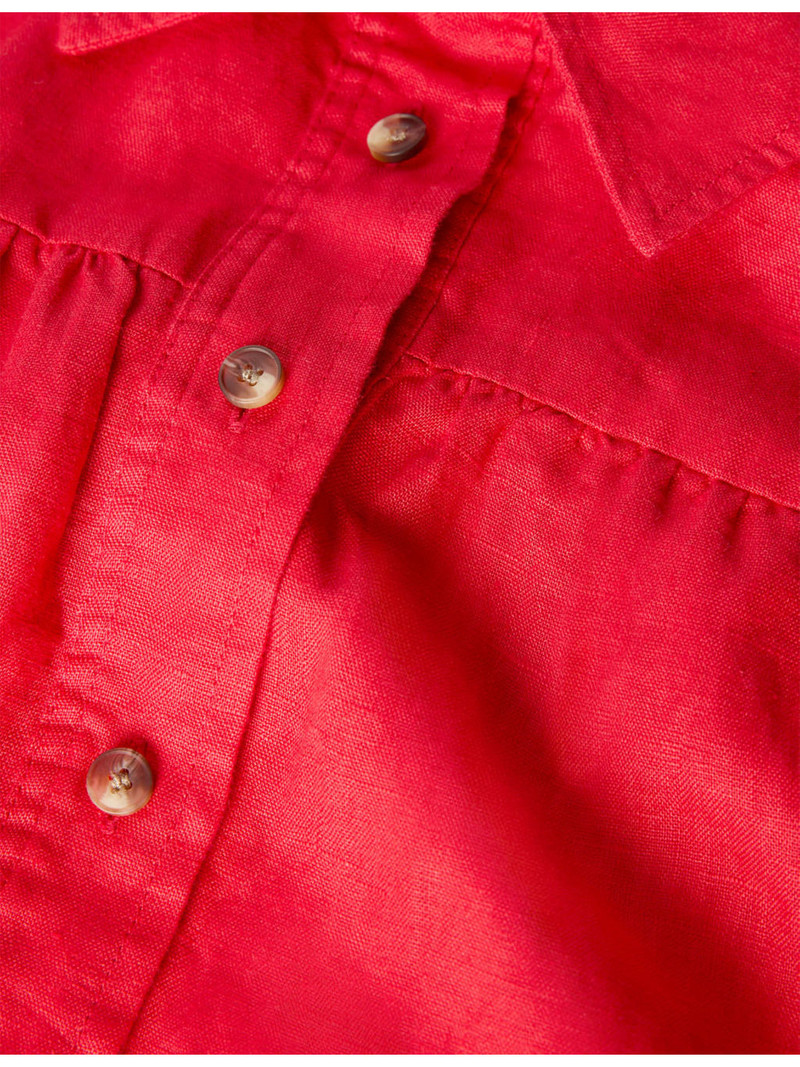 Short-Sleeved Gathered Linen Shirt 5